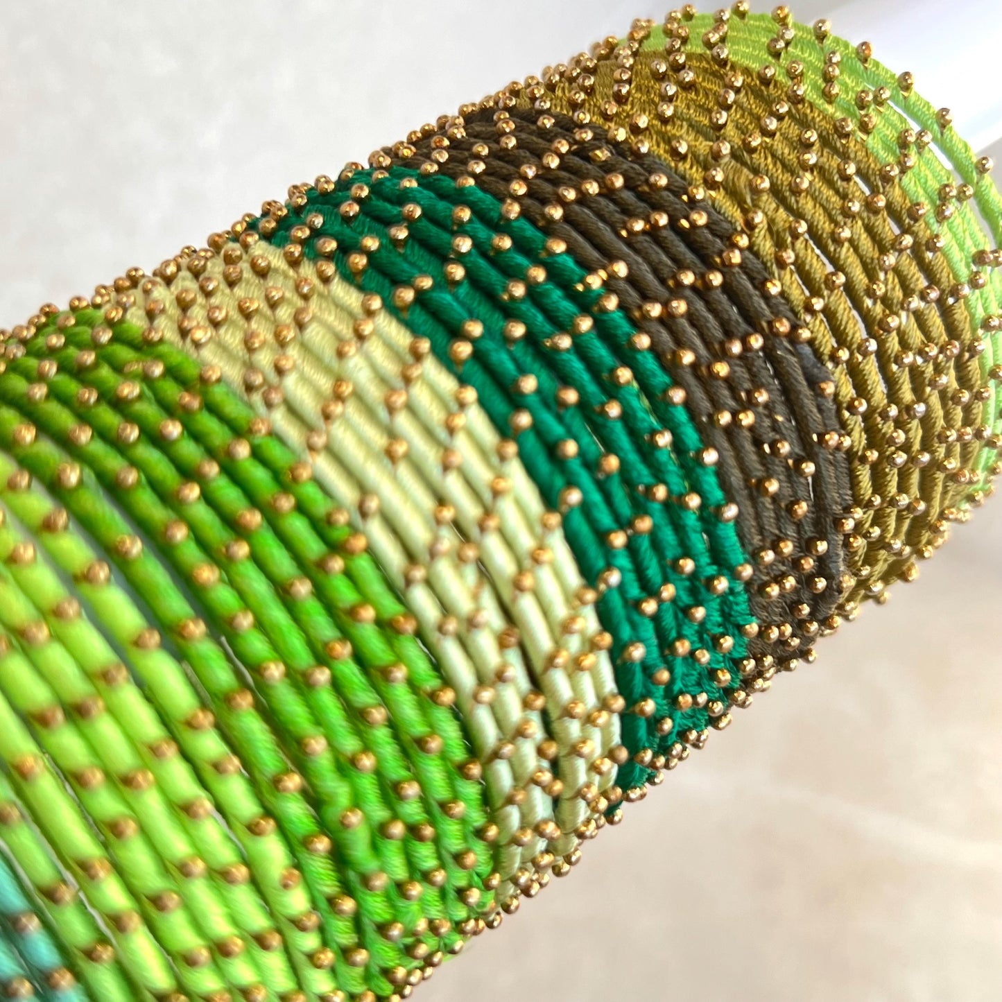 Green Light and Dark Shades/Thread Coloured Bangle Block/ Collection/ Set/ Indian/ Pakistani Bangles/ 2.6 Small Bangles
