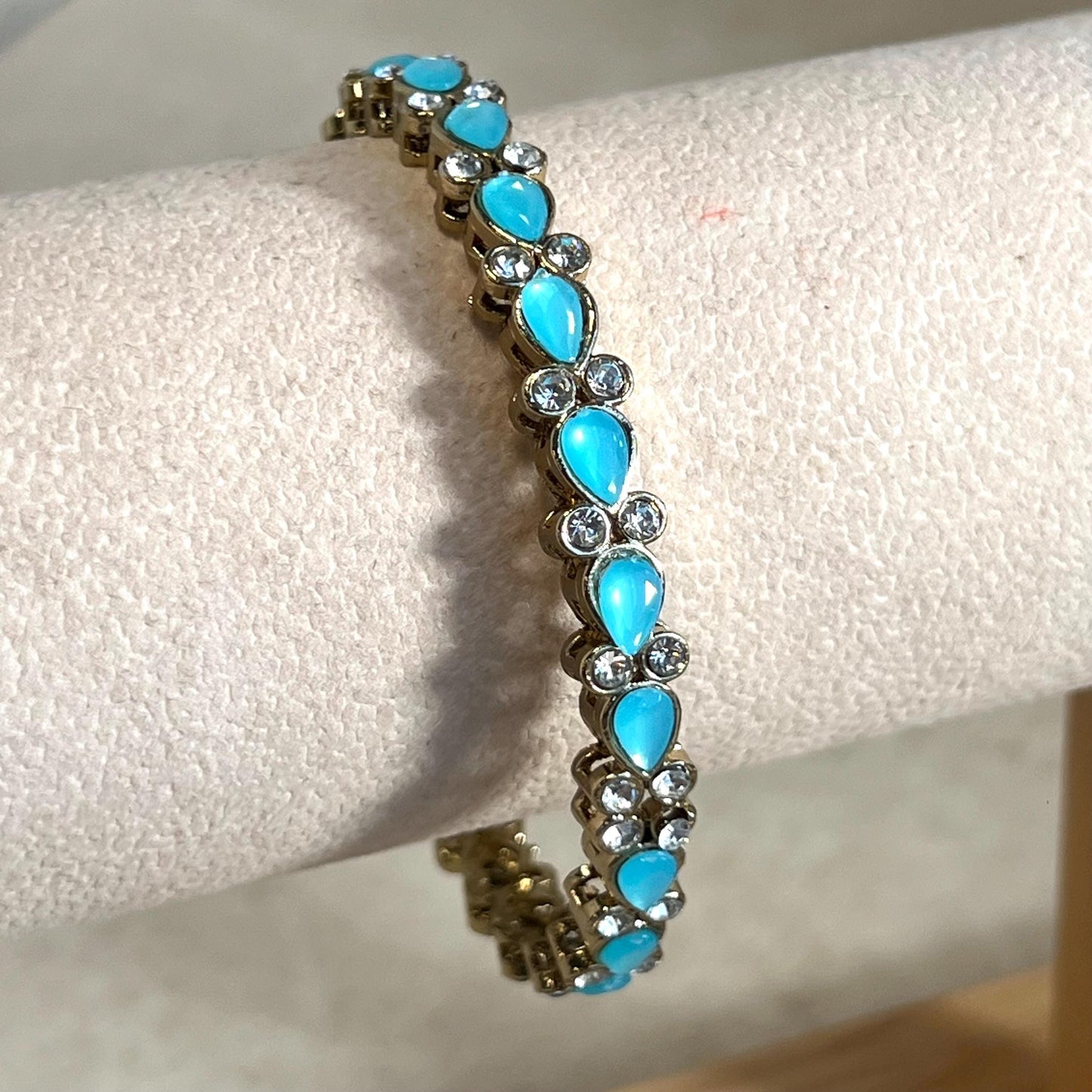 Single Statement Bangle in Mix Colours. Antique Gold Base Colourful Stones/ Size Small 2.6 only/ Multicolour