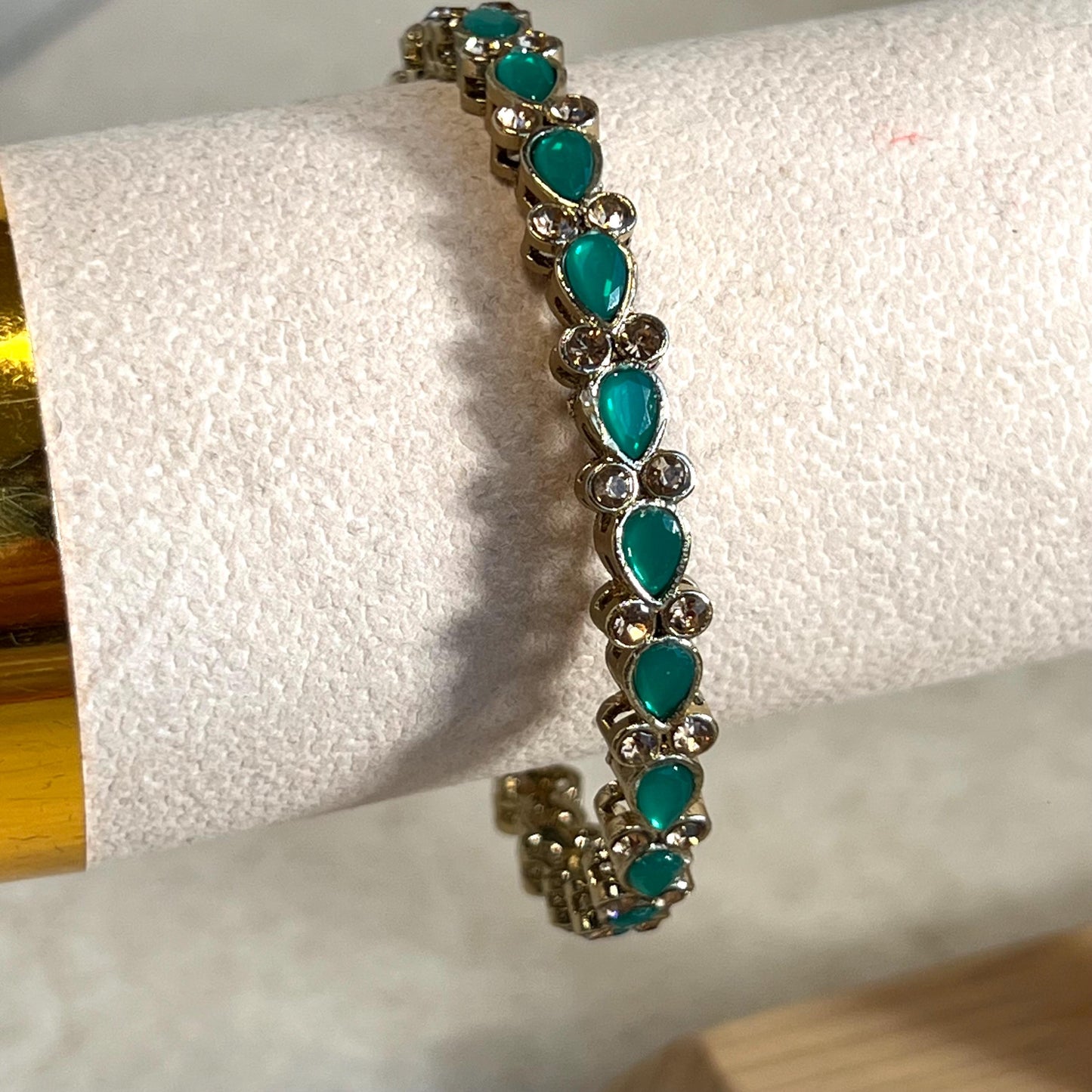 Single Statement Bangle in Mix Colours. Antique Gold Base Colourful Stones/ Size Small 2.6 only/ Multicolour