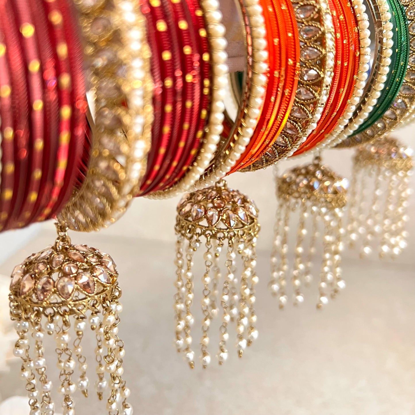 SALE 2.8 only Custom Jhumka Antique Gold Bangle One Arm/ Customise Colour /Indian/ Pakistani/Jewelley/ Fashion/ Wedding/ Small Bangle Set