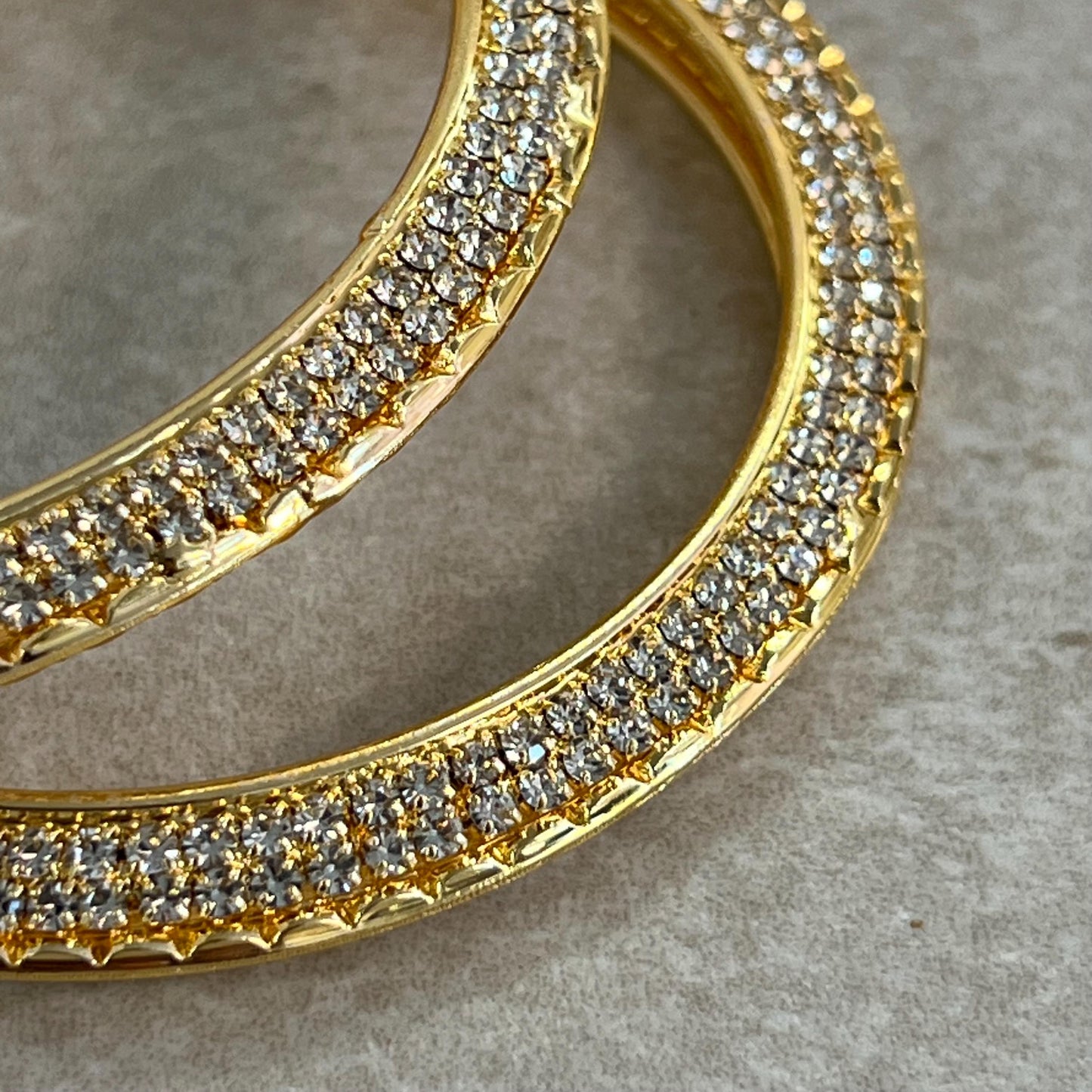 Set of 2 Rhinestone Bangles/ Gold Silver Bronze Base/ Hand Made Indian/ Pakistani/Jewelley/ Fashion Bracelet/2.8 only / Choose Colour