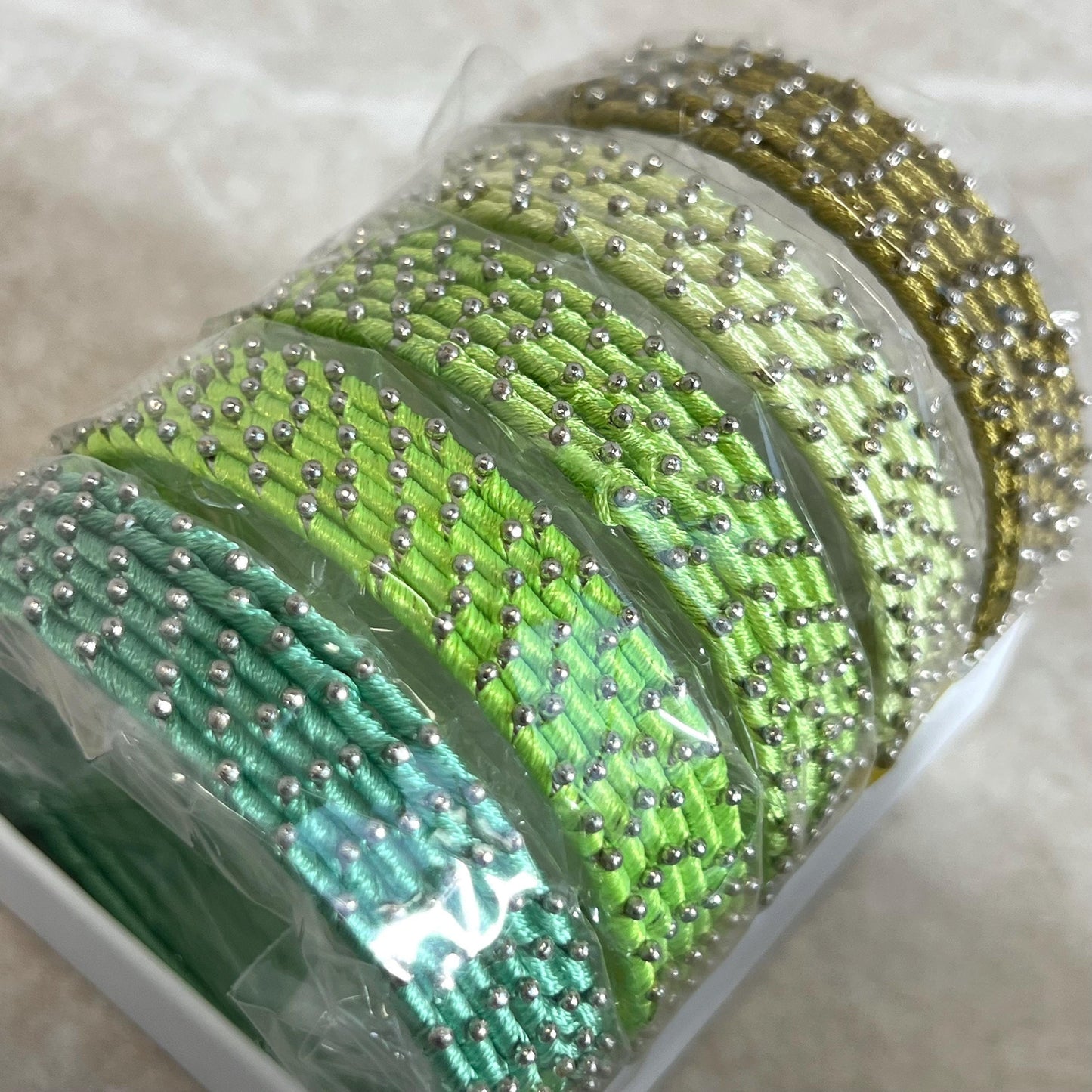 Light Green/ Mint Shades/Thread Coloured Bangle Block/ Indian/ Pakistani Bangles/ 2.6 Small Bangles/ 6 single colours in pack