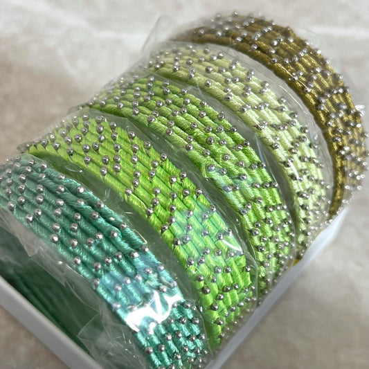 Light Green/ Mint Shades/Thread Coloured Bangle Block/ Indian/ Pakistani Bangles/ 2.6 Small Bangles/ 6 single colours in pack