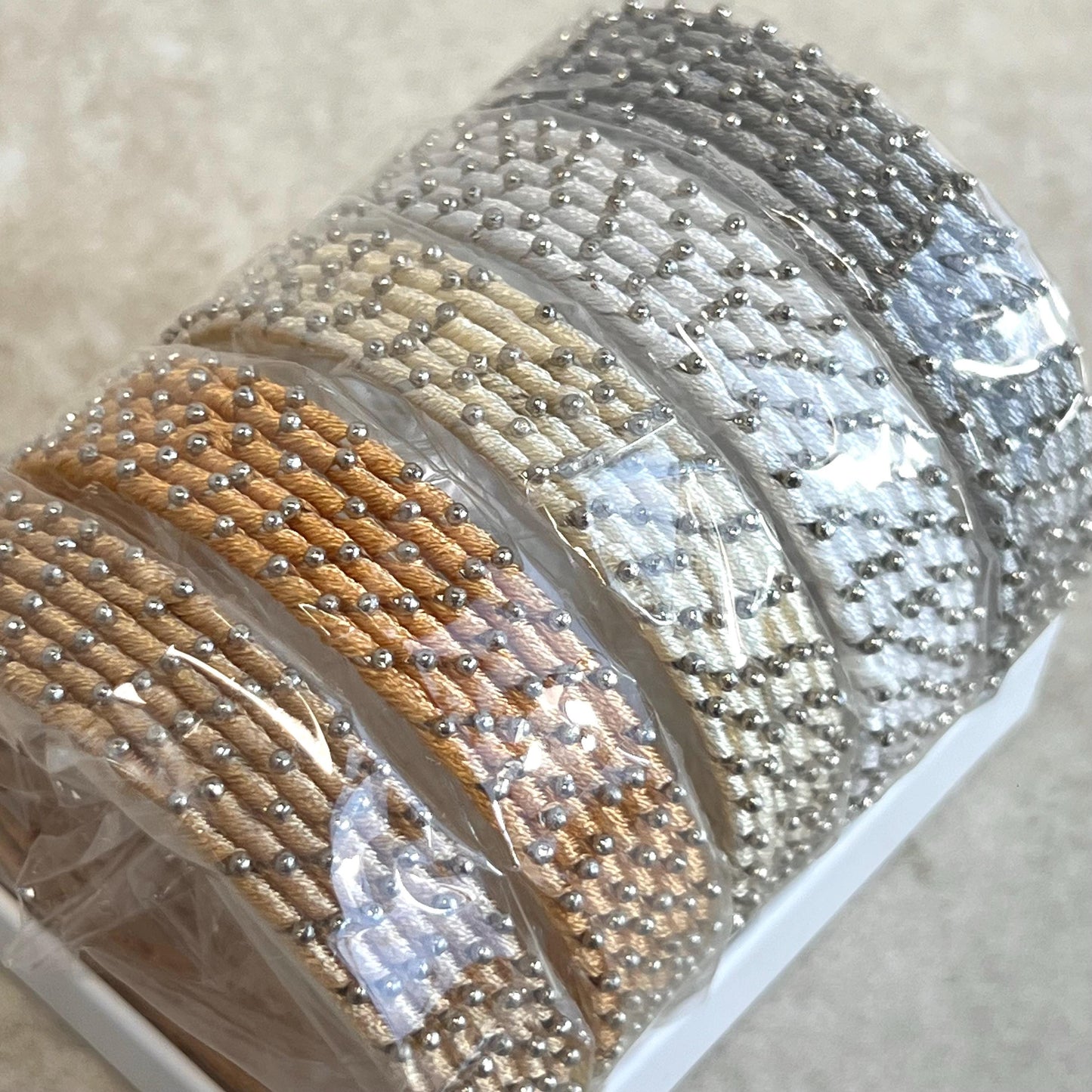 Cream White Shades/Thread Coloured Bangle Block/ Indian/ Pakistani Bangles/ 2.6 Small Bangles/ 6 single colours in pack