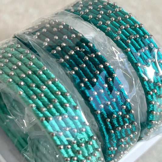 Teal Shades/Thread Coloured Bangle Block/ Indian/ Pakistani Bangles/ 2.6 Small Bangles/ 6 single colours in pack