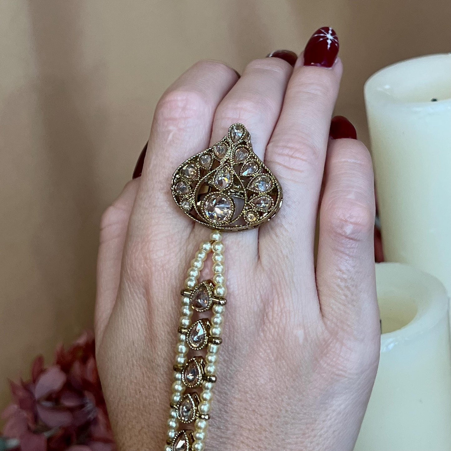 Champagne Hand Harness/ Fashion Jewellery/ Gift for Women/Indian/Pakistani style /Haathphool/Hand Accessory