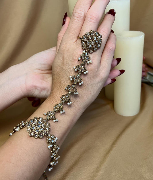 Champagne Hand Harness/ Fashion Jewellery/ Gift for Women/Indian/Pakistani style /Haathphool/Hand Accessory