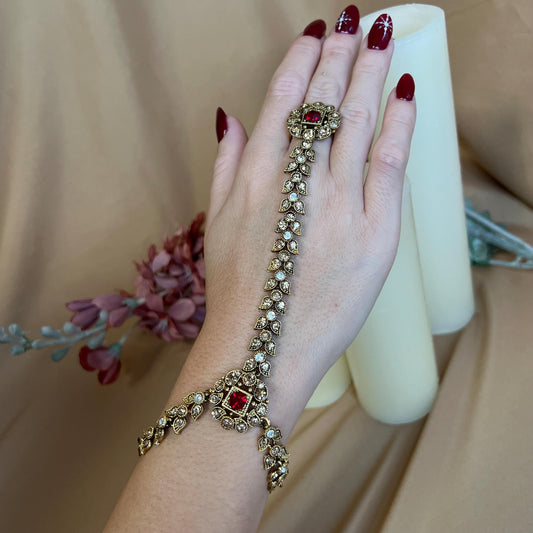 Maroon & Golden Hand Harness/ Fashion Jewellery/ Gift for Women/Indian/Pakistani style /Haathphool/Hand Accessory