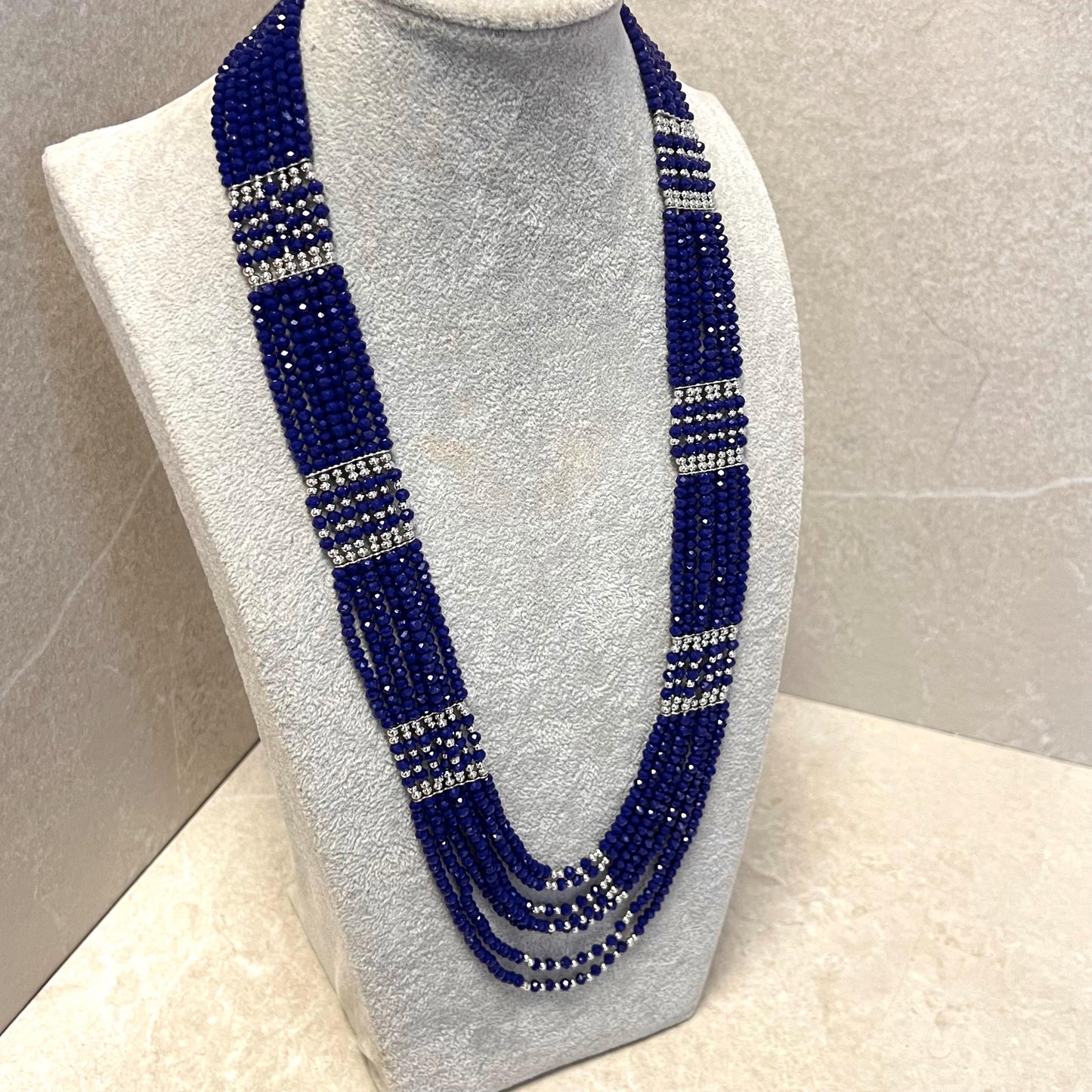 CLEARANCE Navy Blue/ Silver Long Mala/ Haar/ Long Necklace/ Unique Style/ Indian/ Pakistani/Fashion Jewellery/ Gift for Women