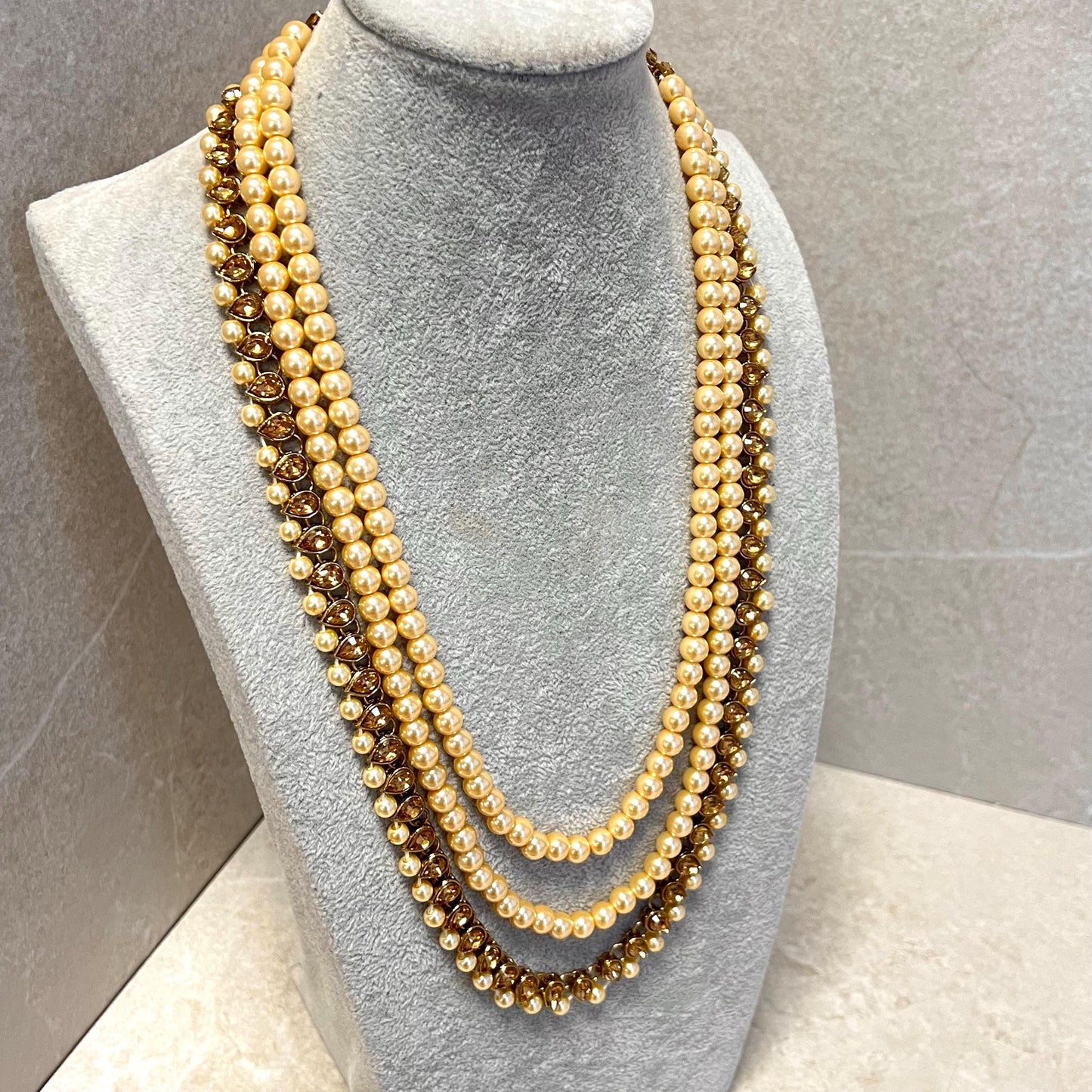 CLEARANCE Champagne/Pearl Long Mala/ Haar/ Long Necklace/ Unique Style/ Indian/ Pakistani/Fashion Jewellery/ Gift for Women