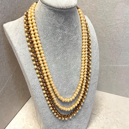 CLEARANCE Champagne/Pearl Long Mala/ Haar/ Long Necklace/ Unique Style/ Indian/ Pakistani/Fashion Jewellery/ Gift for Women