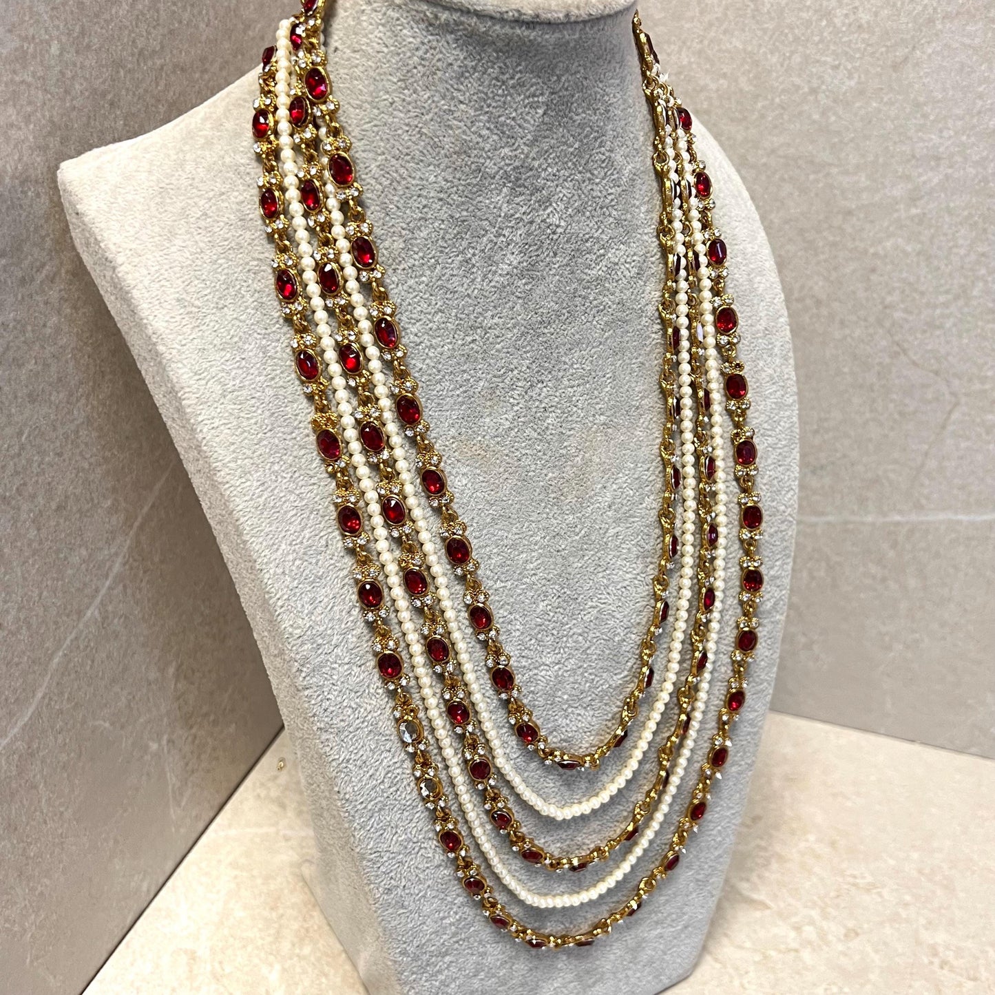 CLEARANCE Maroon/Golden Long Mala/ Haar/ Long Necklace/ Unique Style/ Indian/ Pakistani/Fashion Jewellery/ Gift for Women