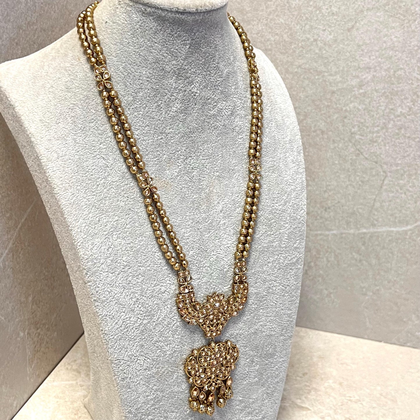 CLEARANCE Champagne/Golden Long Mala/ Haar/ Long Necklace/ Unique Style/ Indian/ Pakistani/Fashion Jewellery/ Gift for Women