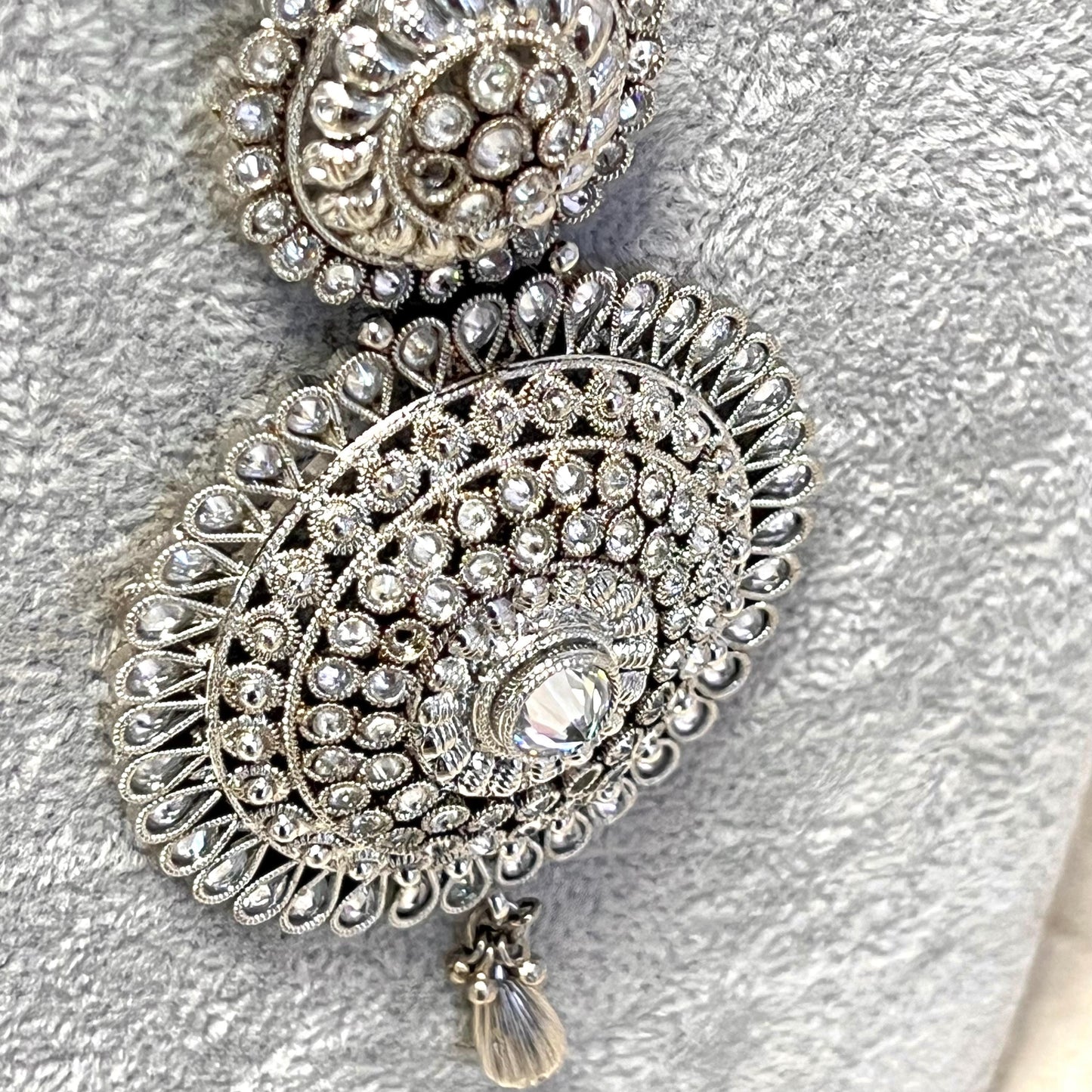 CLEARANCE Silver Zircon Crystal/  Long Mala/ Haar/ Long Necklace/ Unique Style/ Indian/ Pakistani/Fashion Jewellery/ Gift for Women