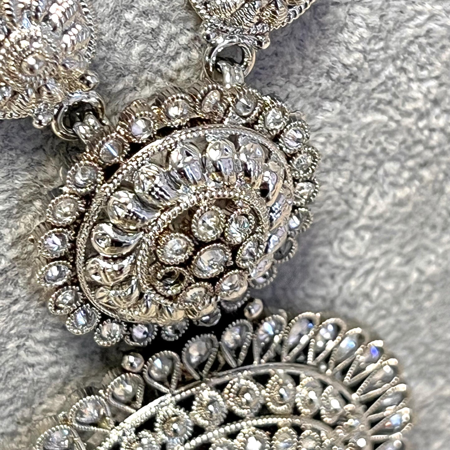 CLEARANCE Silver Zircon Crystal/  Long Mala/ Haar/ Long Necklace/ Unique Style/ Indian/ Pakistani/Fashion Jewellery/ Gift for Women