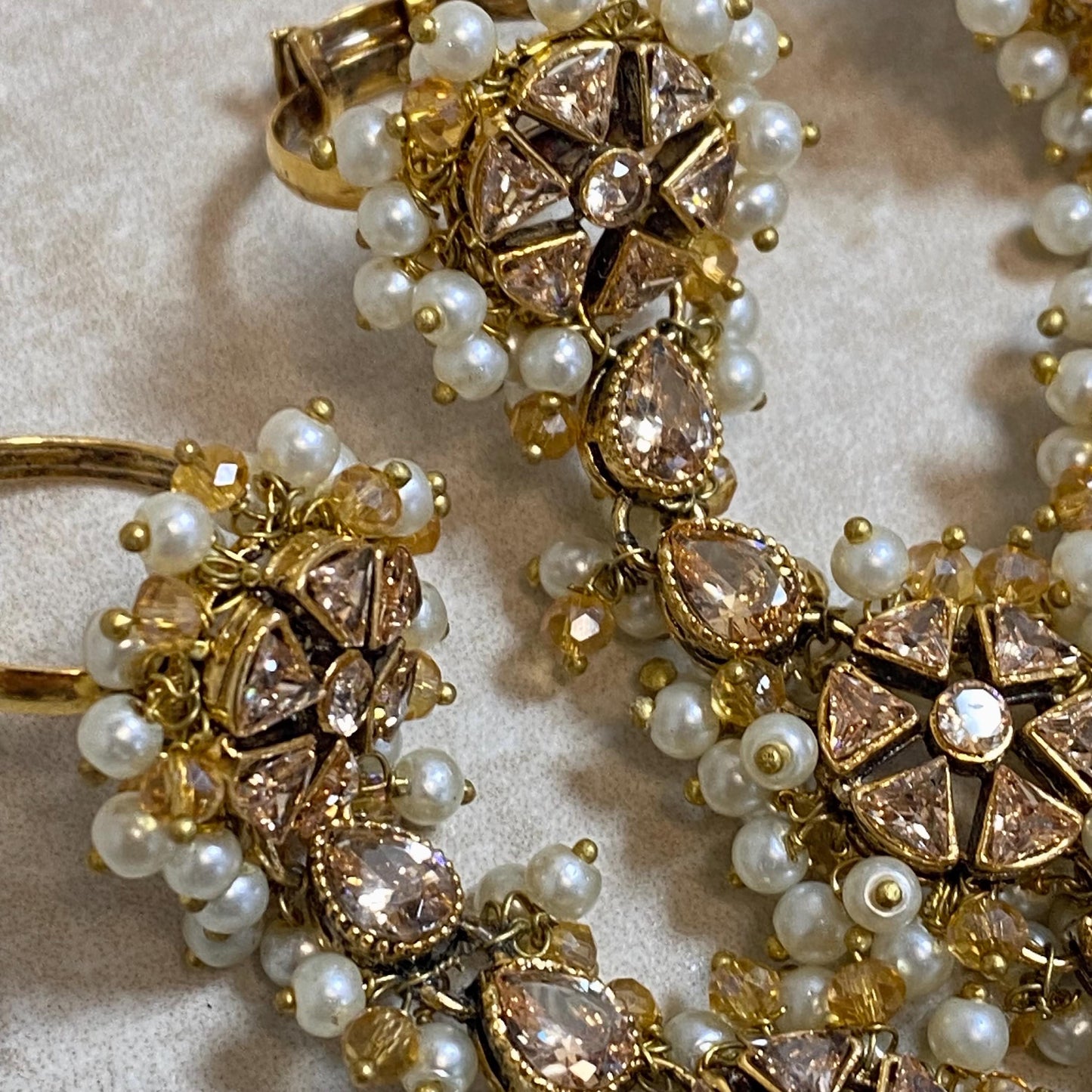 Champagne/Goldplated 5 Ring Hand Harness/ Hathpool/Fashion Jewellery/Gold Hathpool/Indian/Pakistani style /Haathphool/Hand Accessory