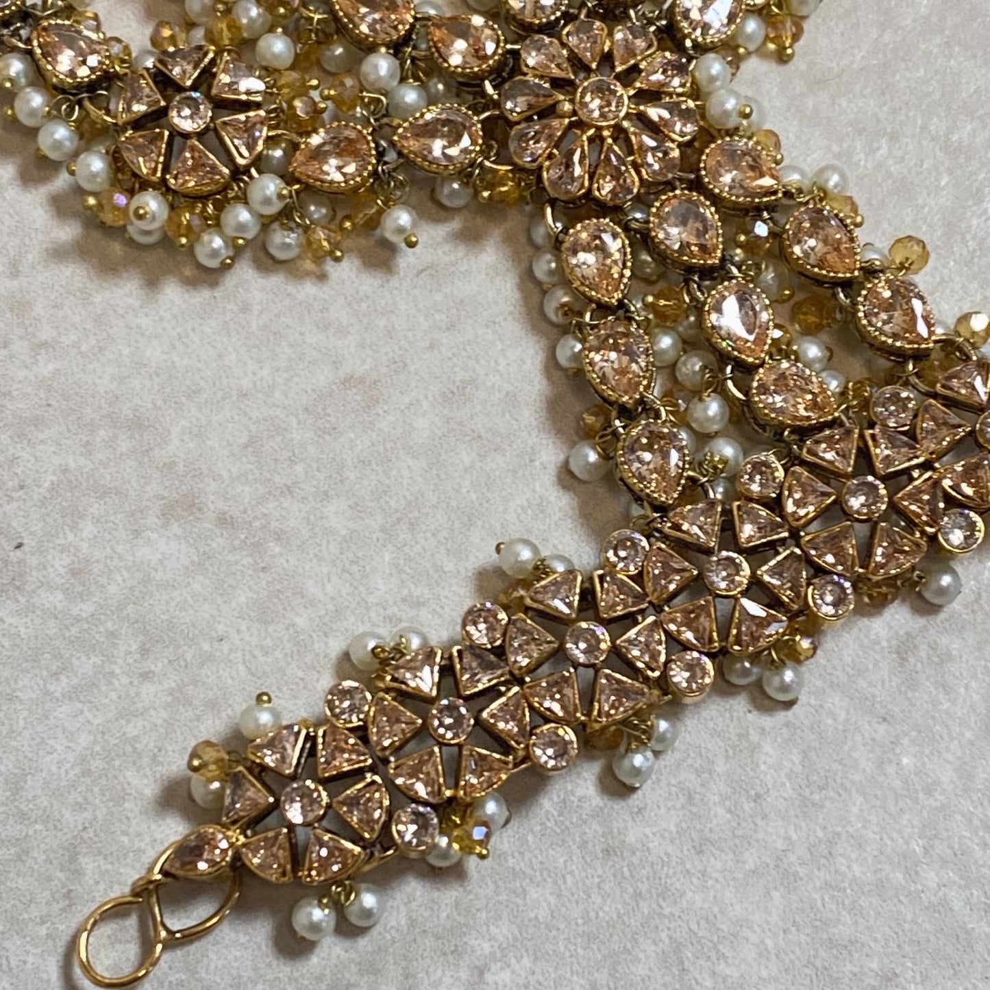 Champagne/Goldplated 5 Ring Hand Harness/ Hathpool/Fashion Jewellery/Gold Hathpool/Indian/Pakistani style /Haathphool/Hand Accessory