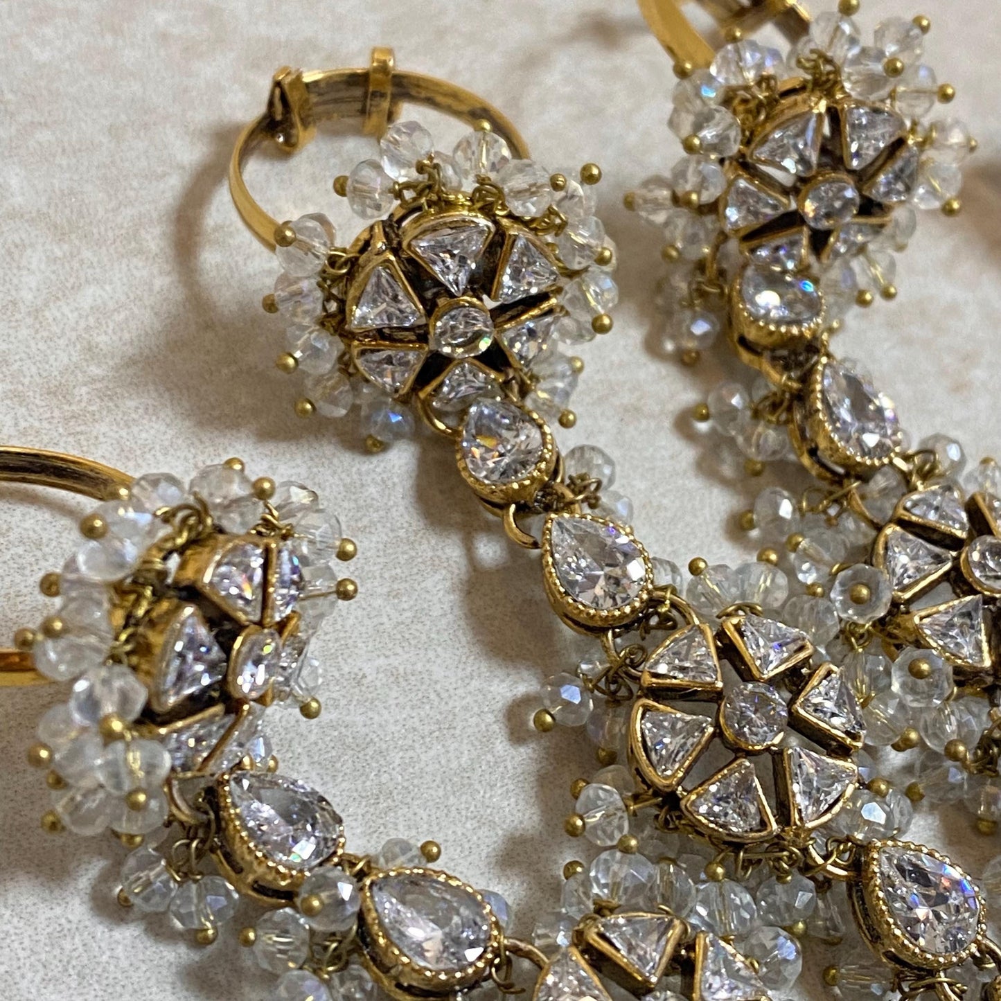 Clear/Goldplated 5 Ring Hand Harness/ Hathpool/Fashion Jewellery/Gold Hathpool/Indian/Pakistani style /Haathphool/Hand Accessory