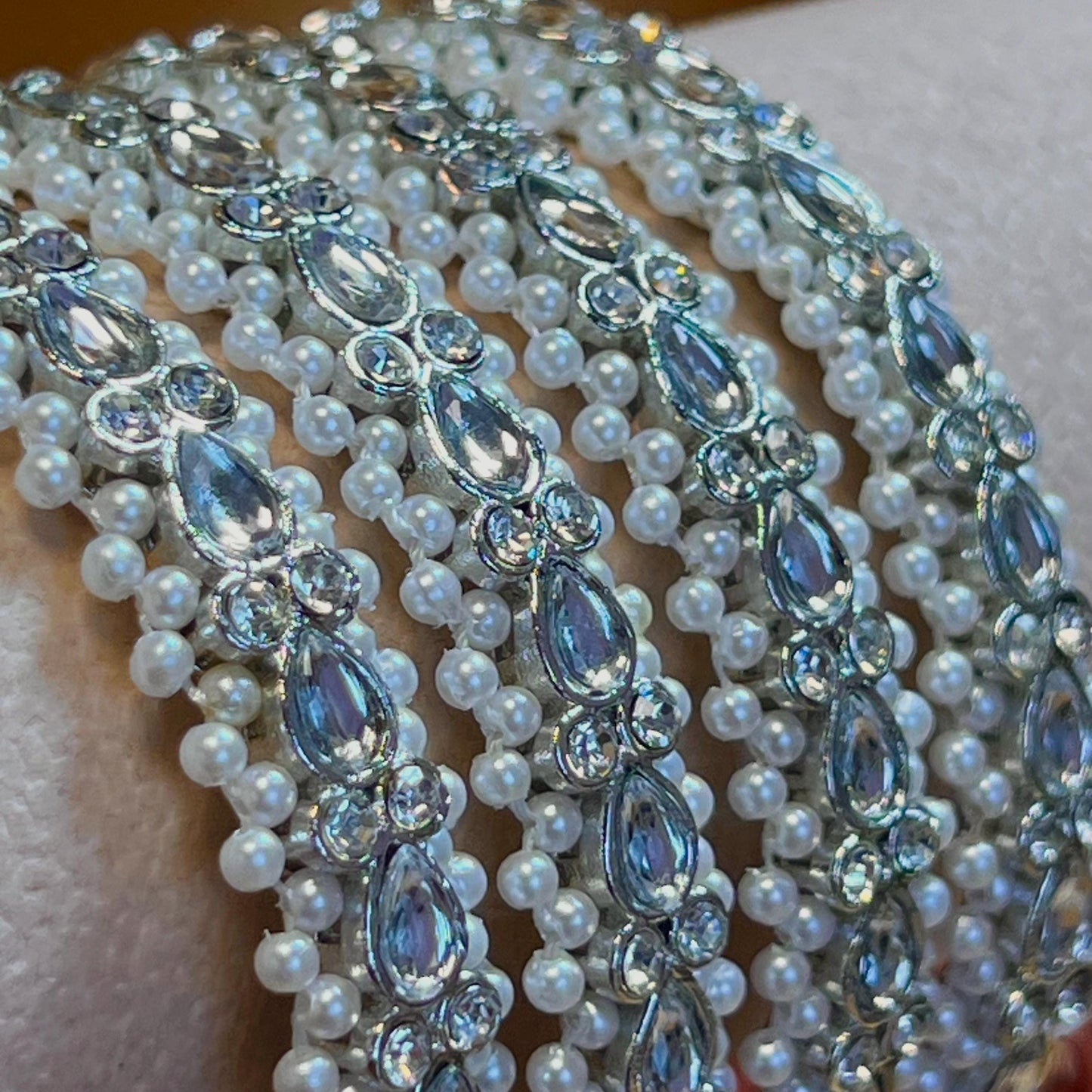 Chunky Jhumka Bangles (Pair)/Indian/ Pakistani/Jewelley/ Fashion Bracelet/ Clear Gold or Silver in 2.6 only