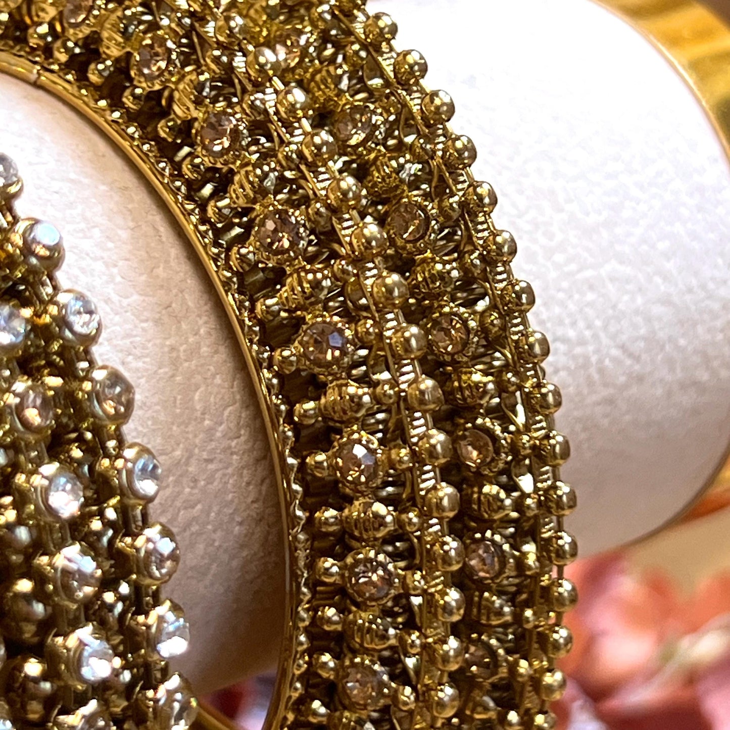 Variety of End Antique Gold Bangles with Rhinestone Detail In 2.6 only/ Indian/ Pakistani Bangles/ Make Your Own Set/ Ethnic Jewels: Bracele