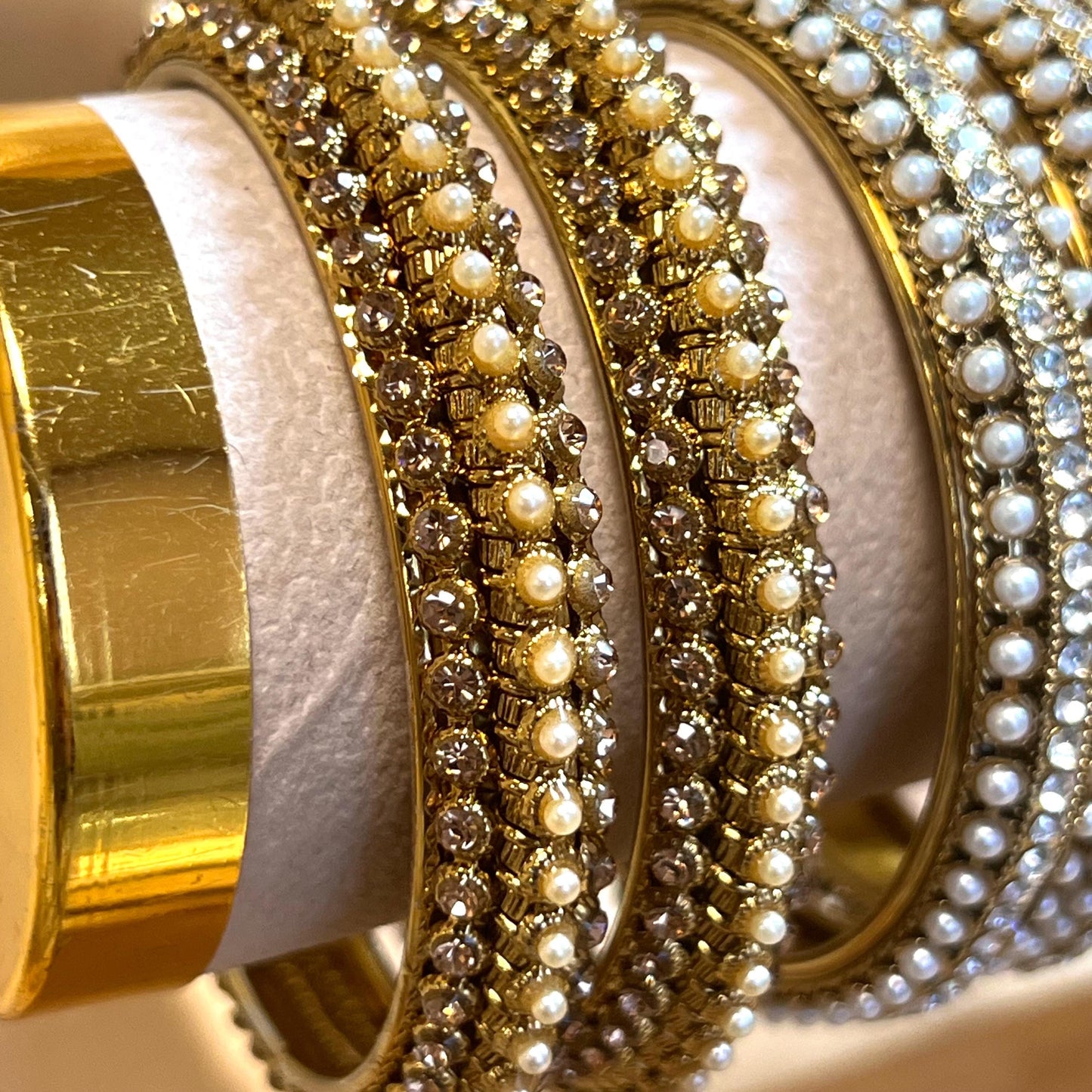 Variety of End Antique Gold Bangles with Rhinestone Detail In 2.6 only/ Indian/ Pakistani Bangles/ Make Your Own Set/ Ethnic Jewels: Bracele
