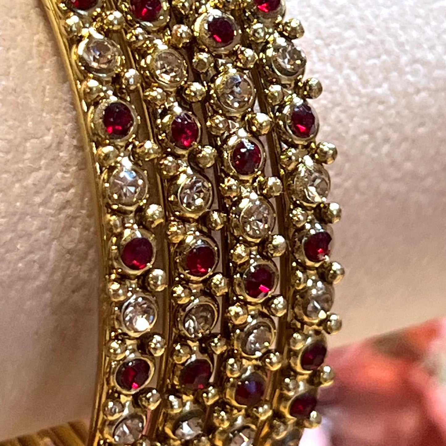 Set of 4 Rhinestone Bangles - Antique Gold Base/ Peach or Maroon Indian/ Pakistani/Jewelley/ Fashion Bracelet/2.6 only / Choose Colour