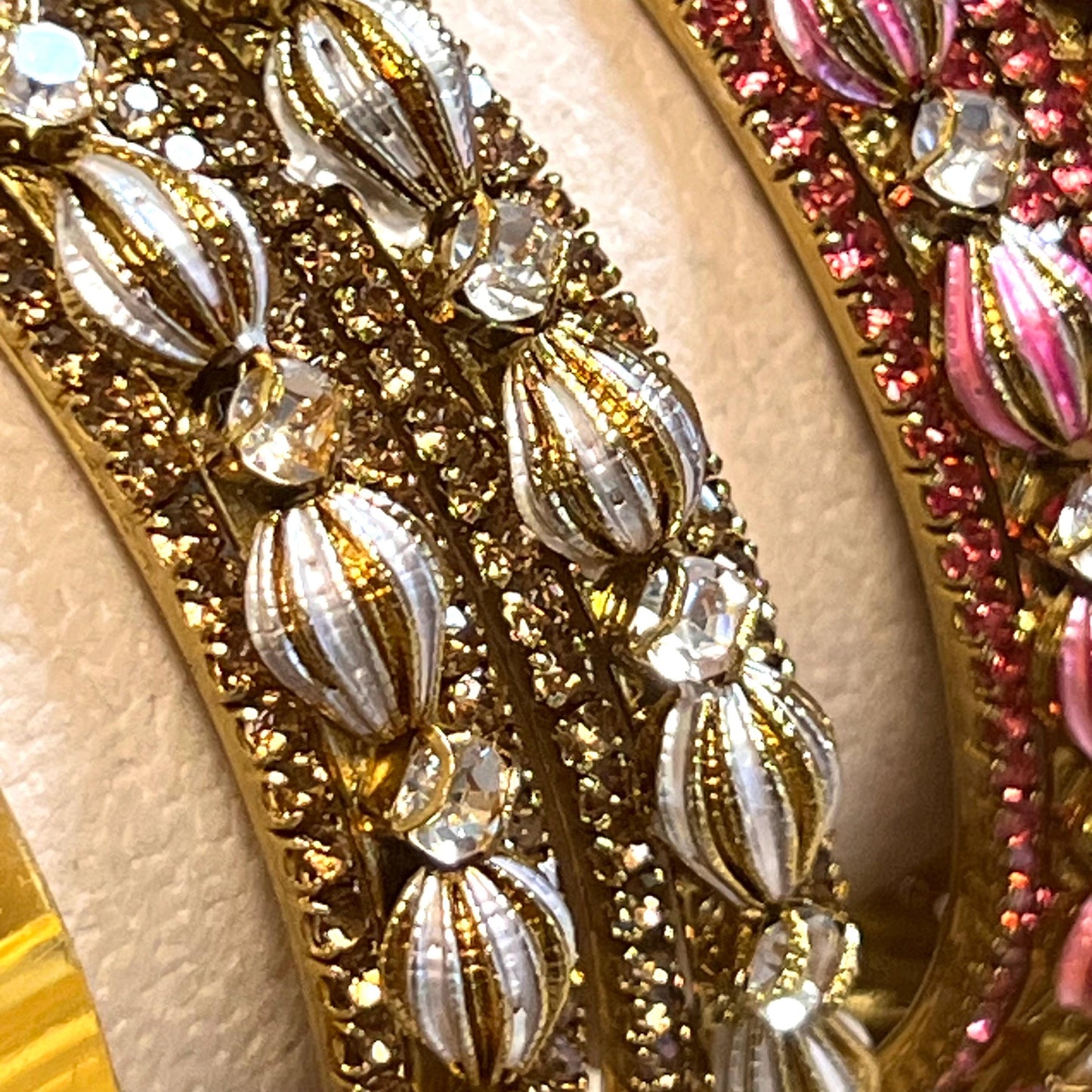 Set of 2 Retro Rhinestone Bangles - Antique Gold Base/ Golden or Clear Indian/ Pakistani/Jewelley/ Fashion Bracelet/2.6 only /Choose Colour