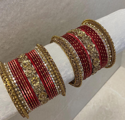 Midi Maroon Bangle Set Both Arms - 2.10 Only/Pakistani/Jewelley/ Fashion Bracelet