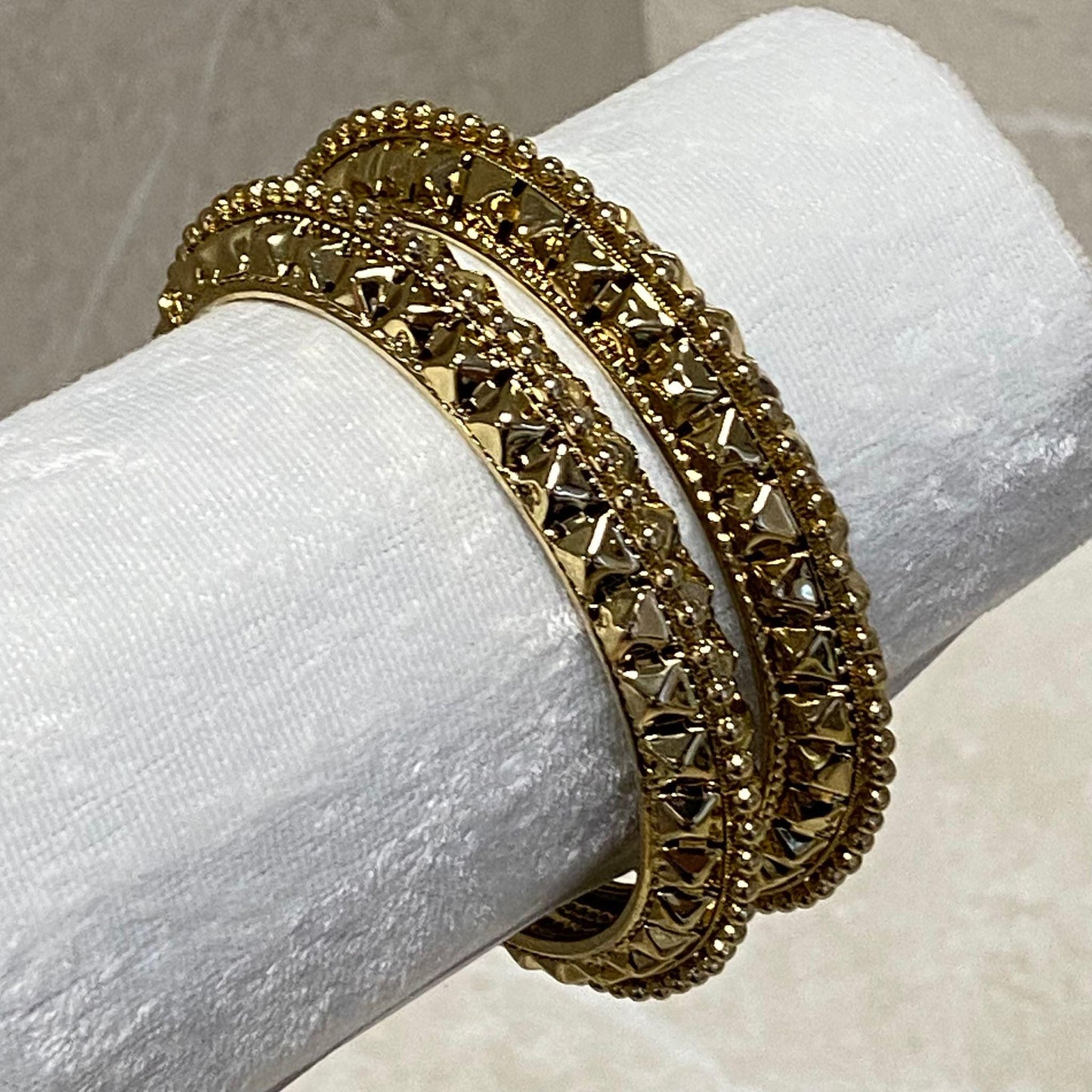 Set of 2 Antique Gold Kada Bangles in 2.6 /Bracelet Bangles/End Bangles/Indian/ Pakistani/Jewelley/ Fashion/Light Weight High Quality Gift