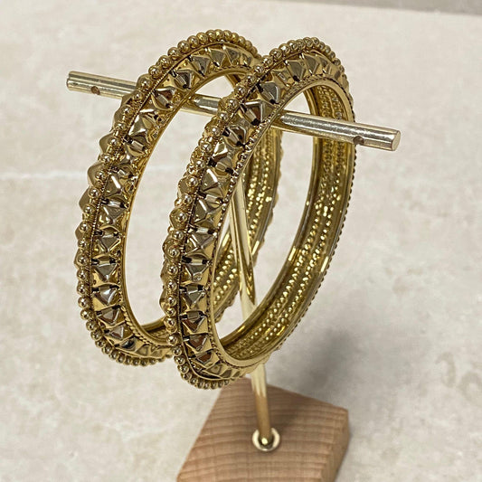 Set of 2 Antique Gold Kada Bangles in 2.8 /Bracelet Bangles/End Bangles/Indian/ Pakistani/Jewelley/ Fashion/Light Weight High Quality Gift