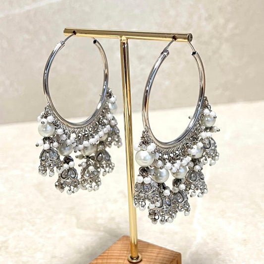 Silver Medium Jhumki - Hoops Indian Jhumka Style Earrings/Gifts for Women