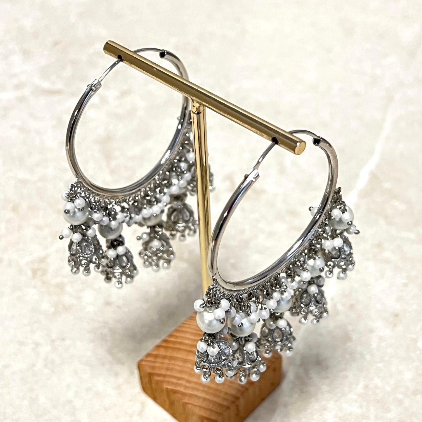 Silver Medium Jhumki - Hoops Indian Jhumka Style Earrings/Gifts for Women