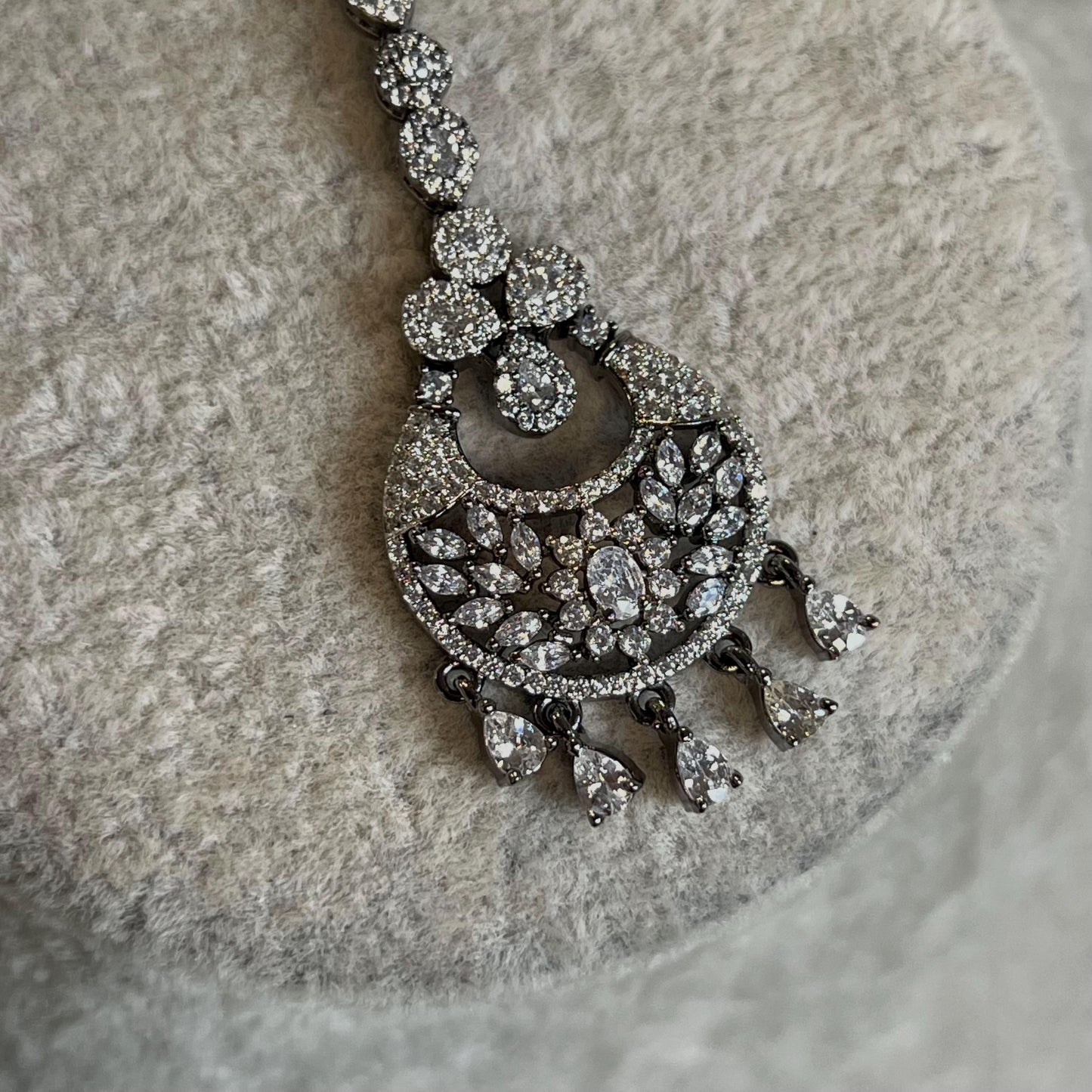 Dark Silver Diamante  Medium Jhumka Earrings/ Fashion Jewellery/ Gift for Women/Indian/Pakistani style