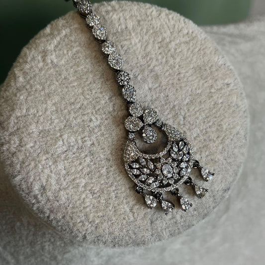 Dark Silver Diamante  Medium Jhumka Earrings/ Fashion Jewellery/ Gift for Women/Indian/Pakistani style