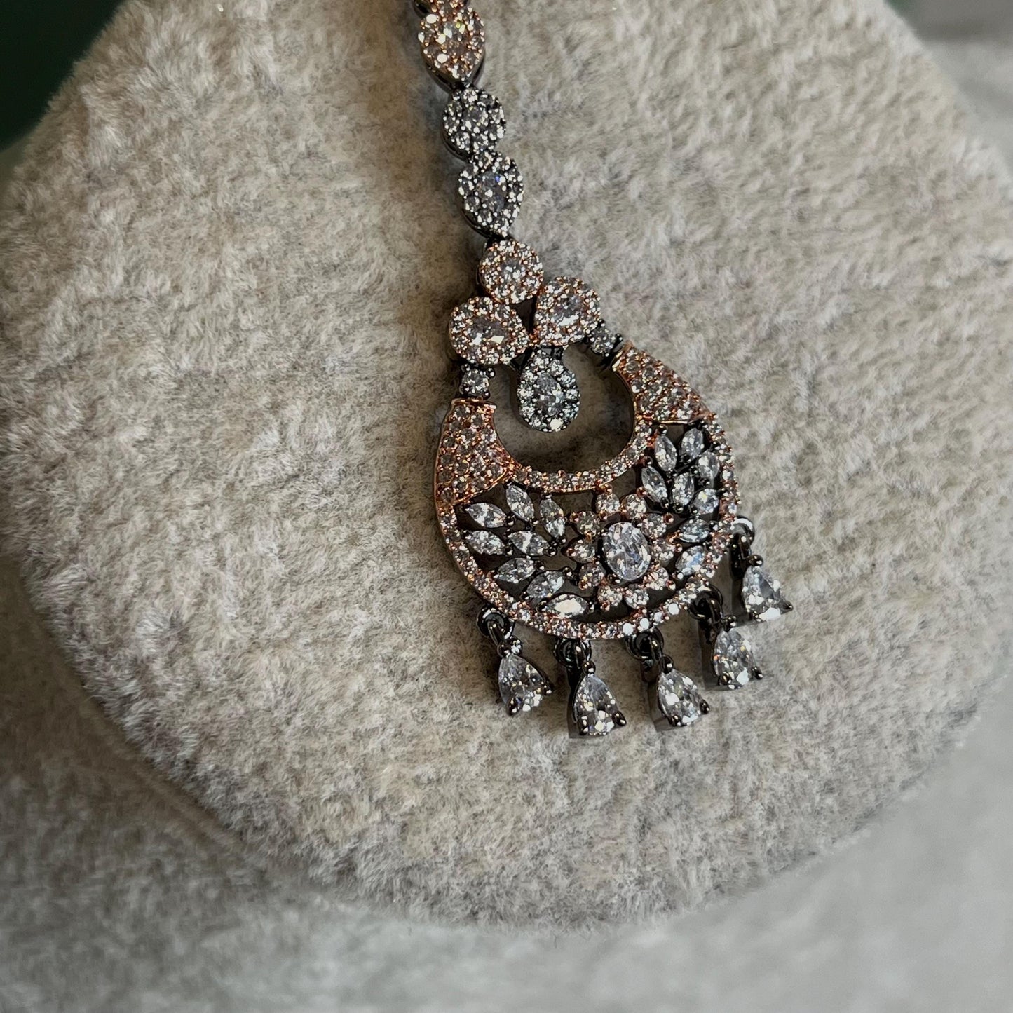 Dark Silver & Rose Gold Diamante Medium Jhumka Earrings/ Fashion Jewellery/ Gift for Women/Indian/Pakistani style