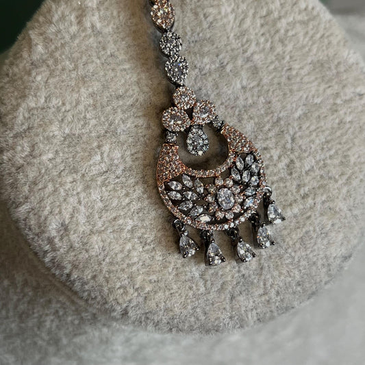 Dark Silver & Rose Gold Diamante Medium Jhumka Earrings/ Fashion Jewellery/ Gift for Women/Indian/Pakistani style