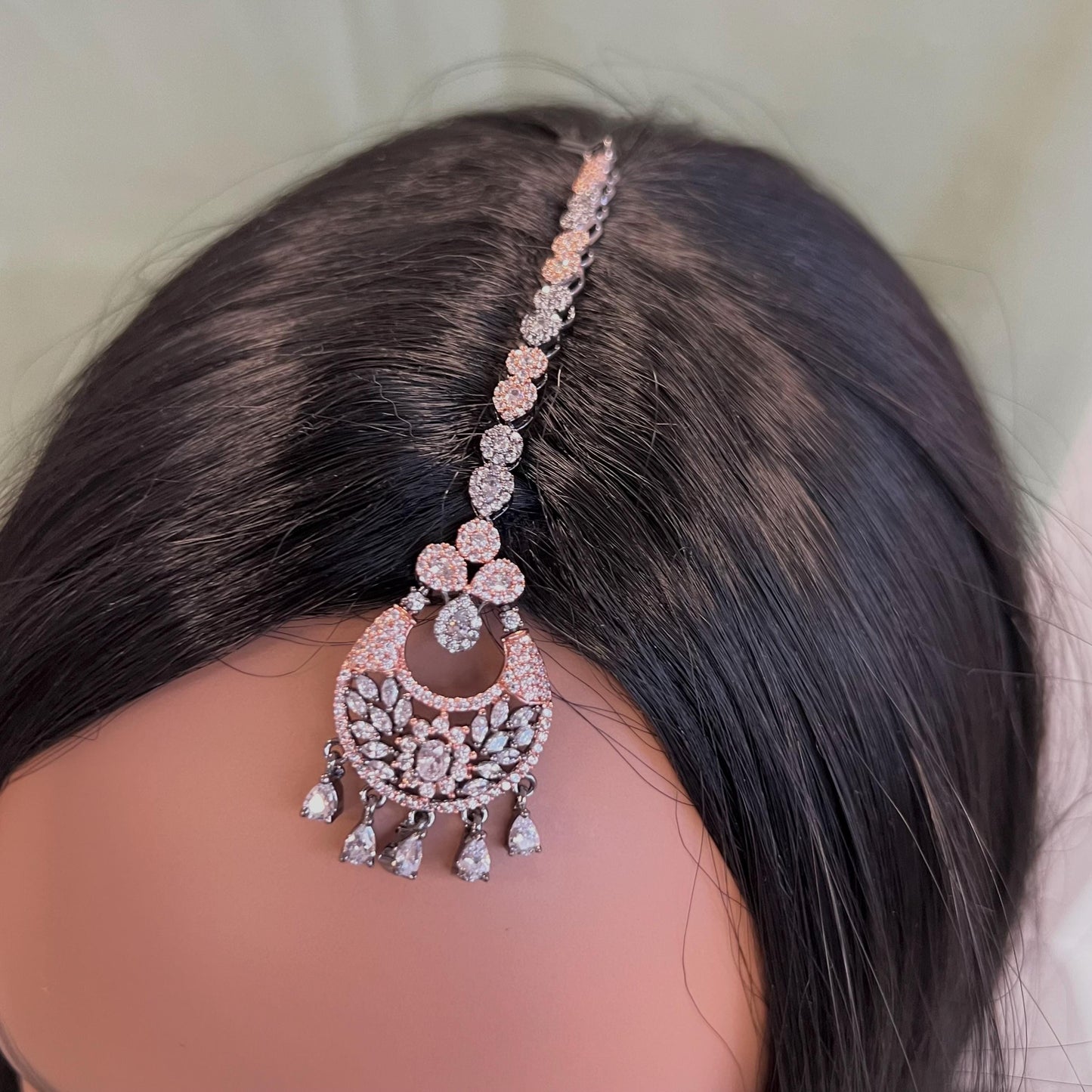 Dark Silver & Rose Gold Diamante Medium Jhumka Earrings/ Fashion Jewellery/ Gift for Women/Indian/Pakistani style