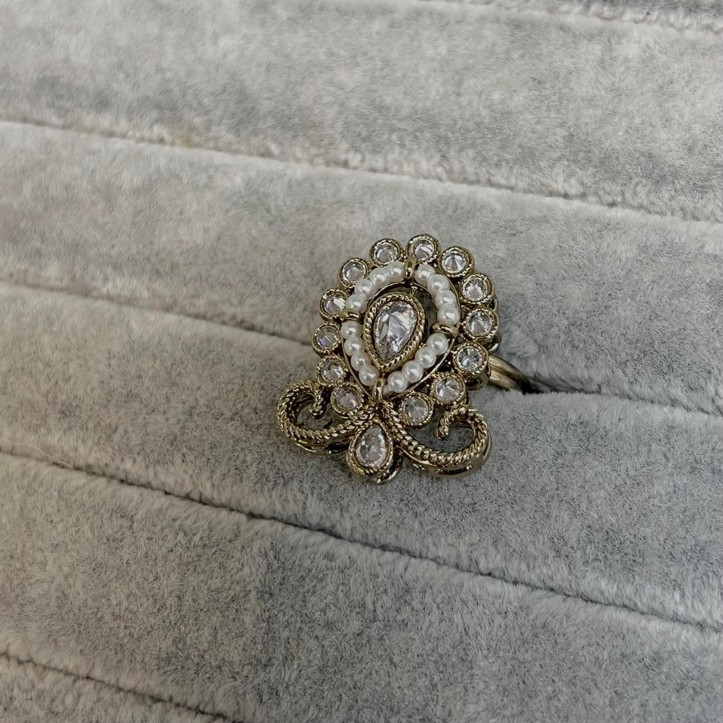 Antique Gold Indian Clear Ring/Fashion Jewellery/ Gift for Women/Indian/Pakistani style