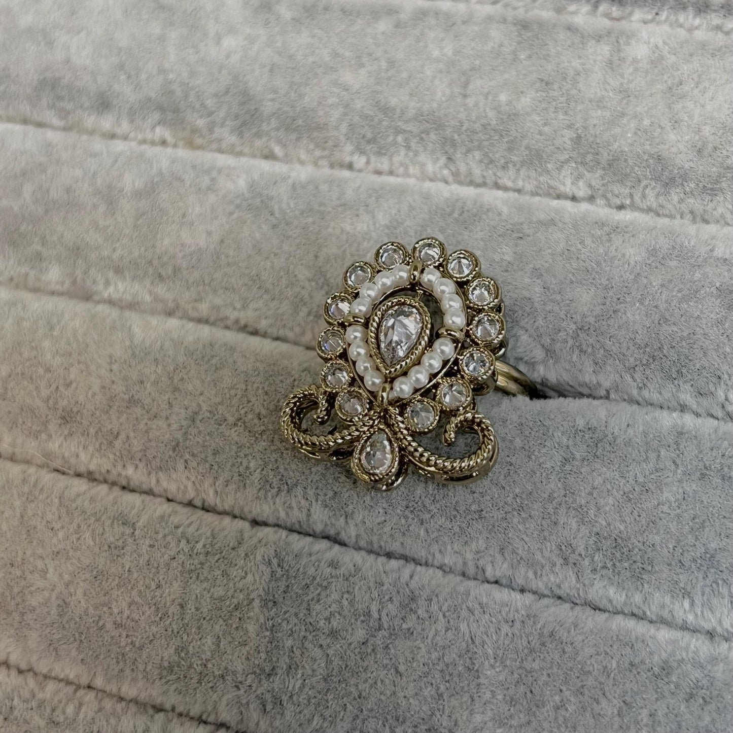 Antique Gold Indian Clear Ring/Fashion Jewellery/ Gift for Women/Indian/Pakistani style