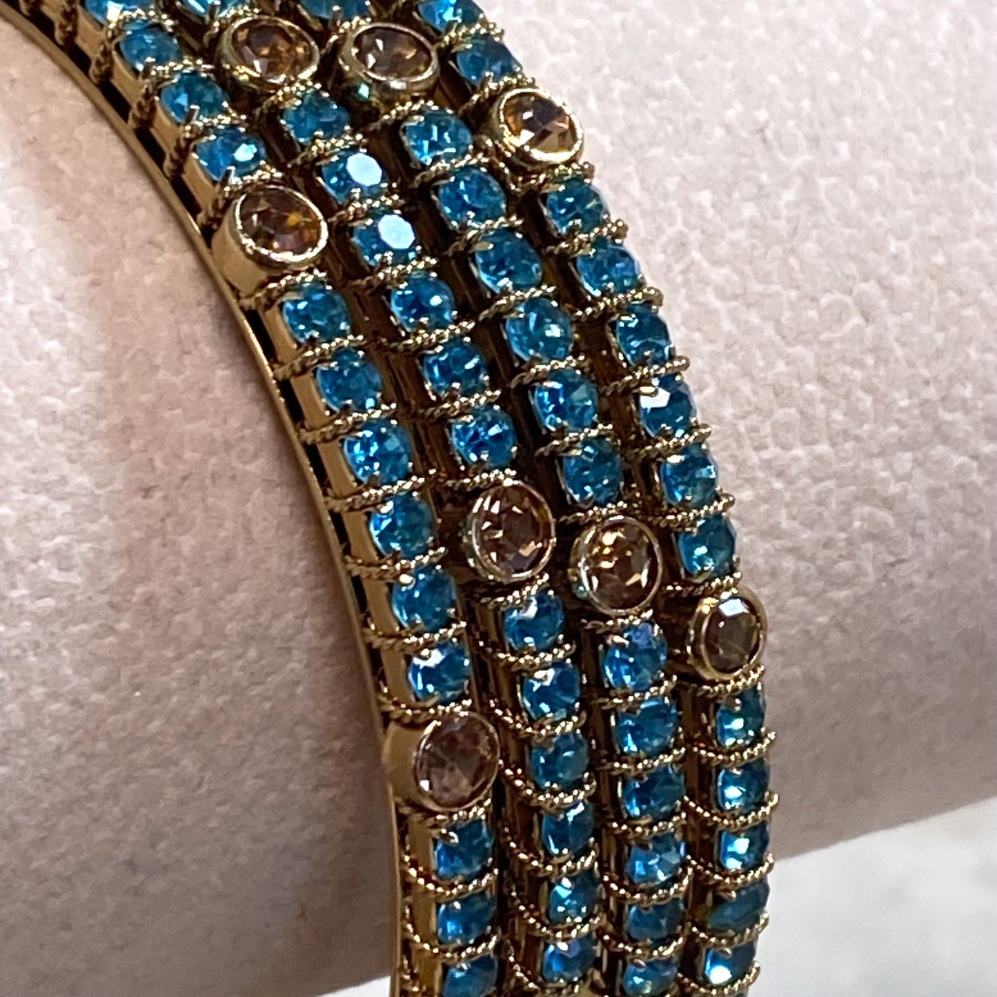 Set of 4 Rhinestone Bangles - Antique Gold Base/ Golden Stones Indian/ Pakistani/Jewelley/ Fashion Bracelet/2.8 only / Choose Colour