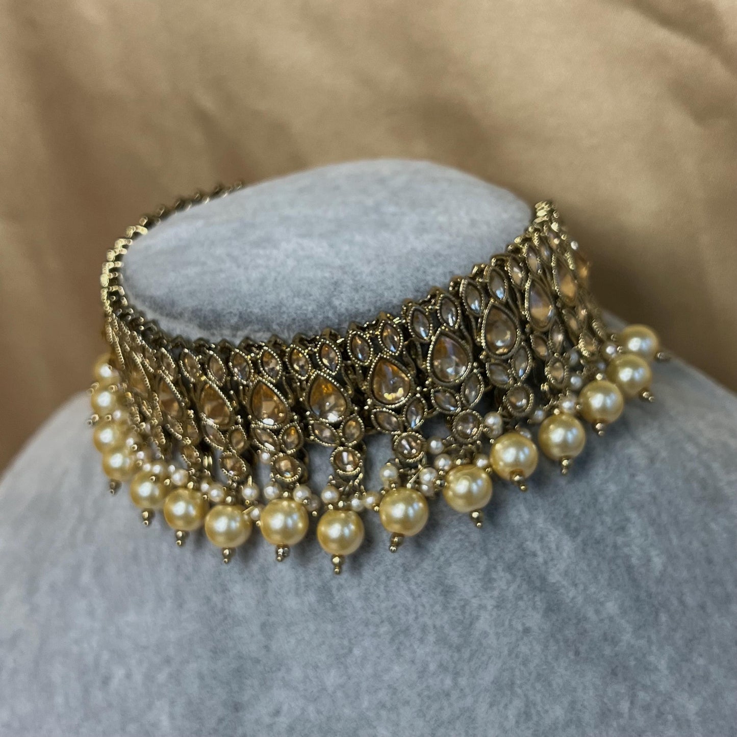 Mirror Necklace Set - Gold Ball Earring/ Tikka/ Tikli/ Indian/ Pakistani/Fashion Jewellery/ Gift for Women