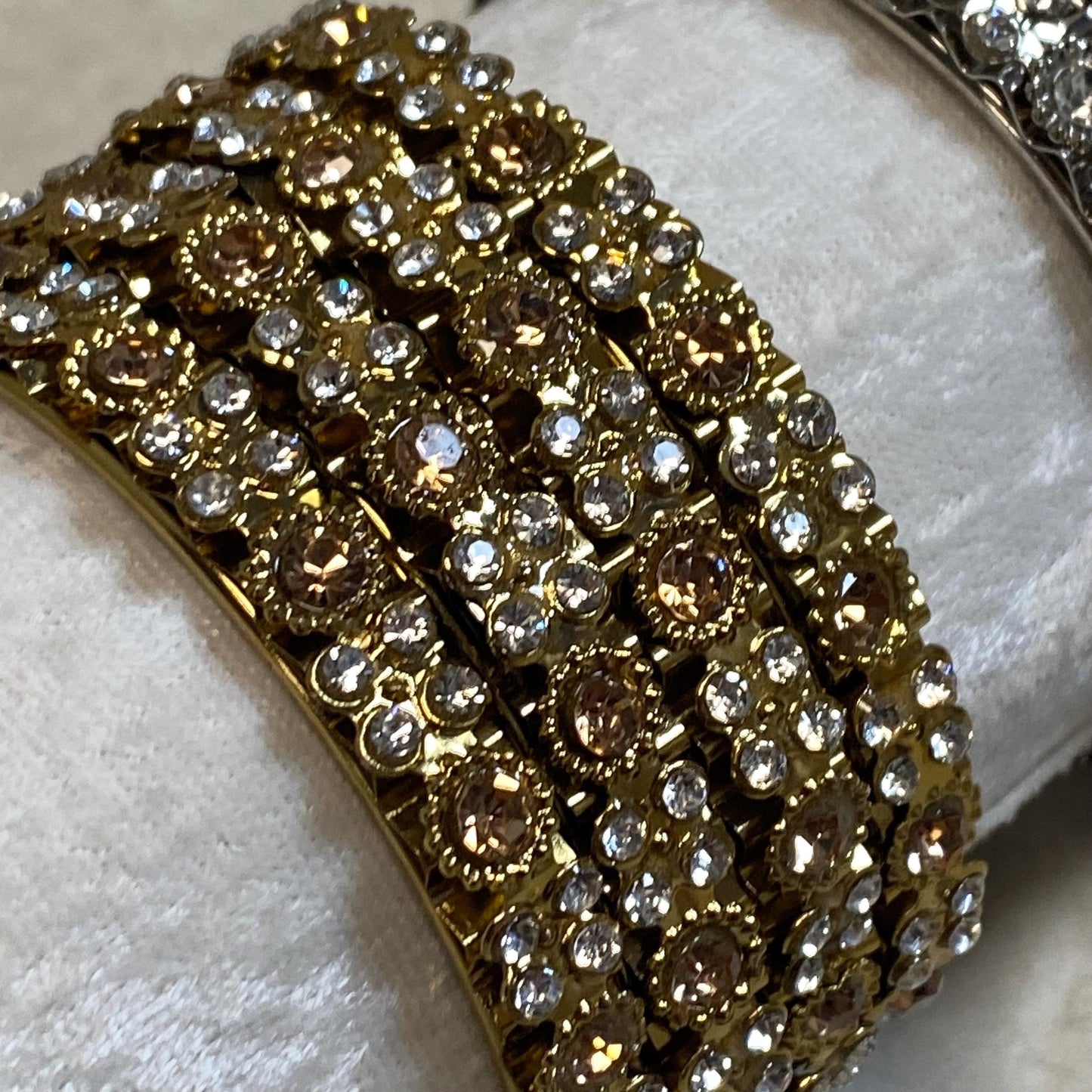 Set of 4 Antique Gold or Silver Rhinestone Bangle in 2.4/Indian Pakistani Jewellery Fashion Bangles