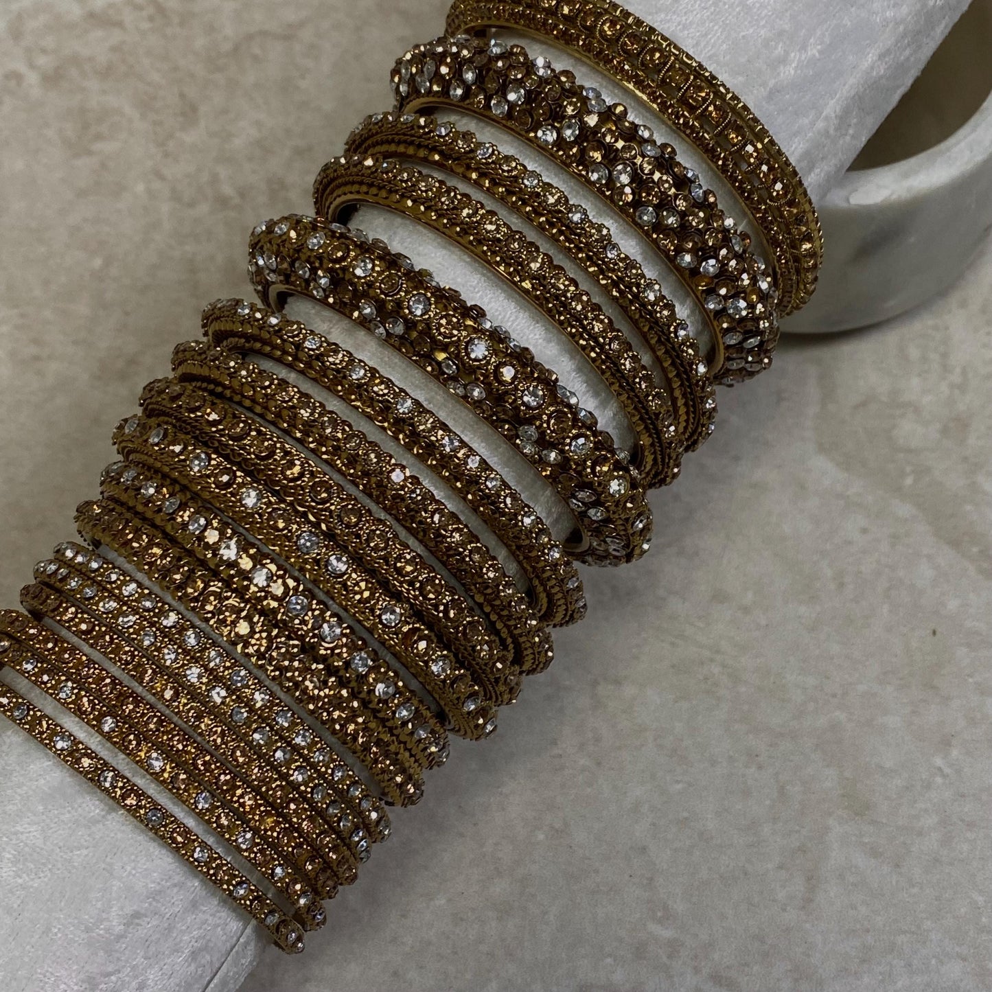 Assortment of Statement Bangle - Antique Gold Base Golden Rhinestones/ Zircon Crystal Indian/ Pakistani/Jewelley/ Fashion Bracelet/2.8 only