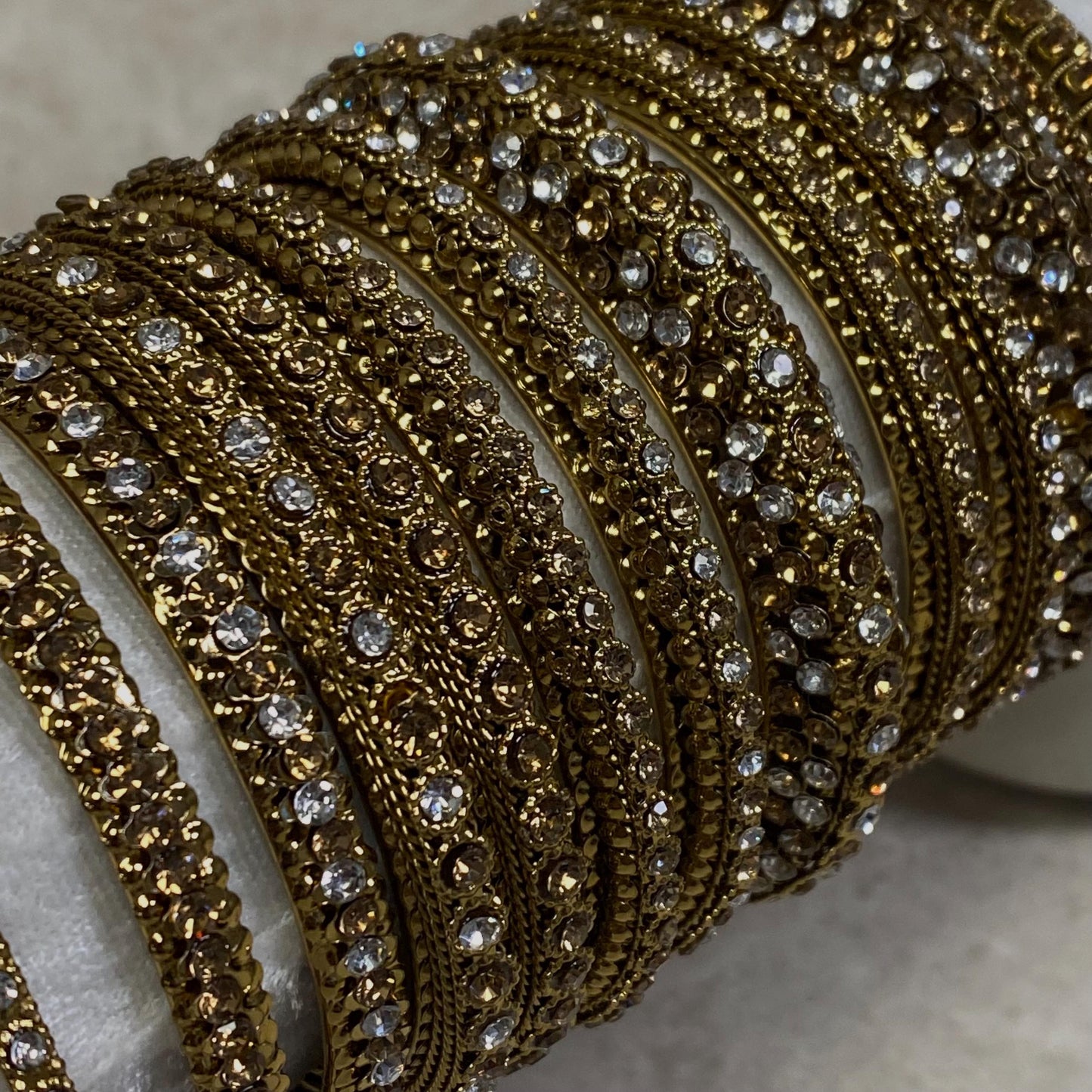 Assortment of Statement Bangle - Antique Gold Base Golden Rhinestones/ Zircon Crystal Indian/ Pakistani/Jewelley/ Fashion Bracelet/2.8 only
