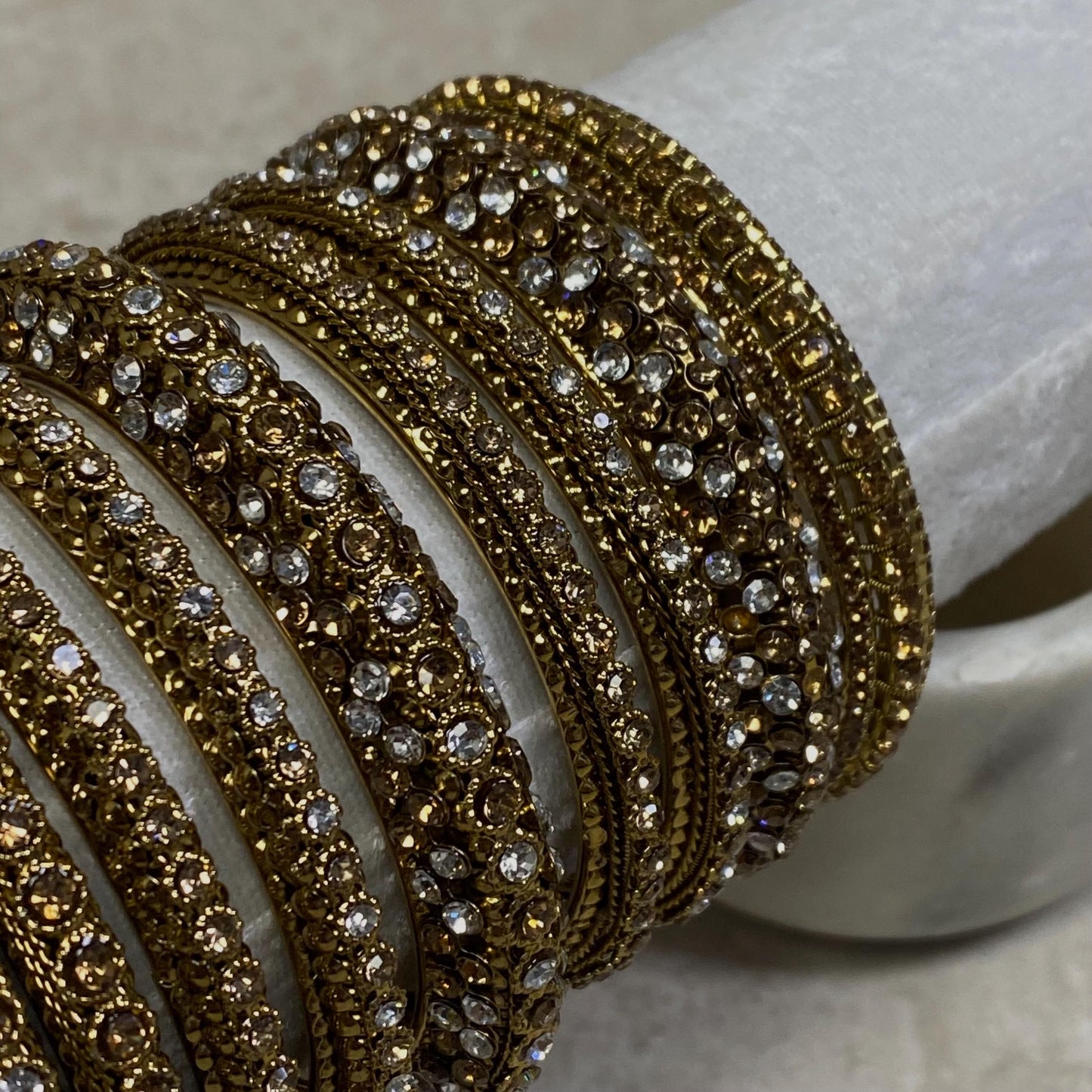 Assortment of Statement Bangle - Antique Gold Base Golden Rhinestones/ Zircon Crystal Indian/ Pakistani/Jewelley/ Fashion Bracelet/2.8 only