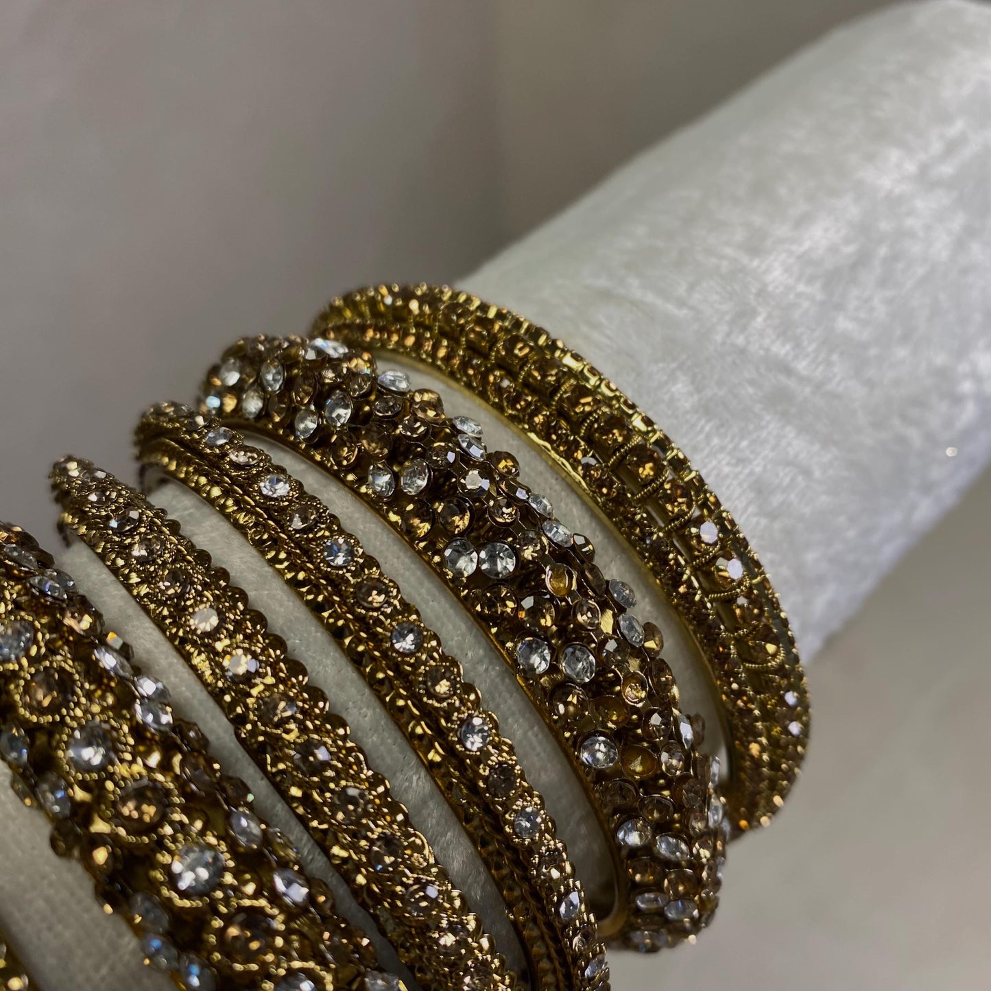Assortment of Statement Bangle - Antique Gold Base Golden Rhinestones/ Zircon Crystal Indian/ Pakistani/Jewelley/ Fashion Bracelet/2.8 only