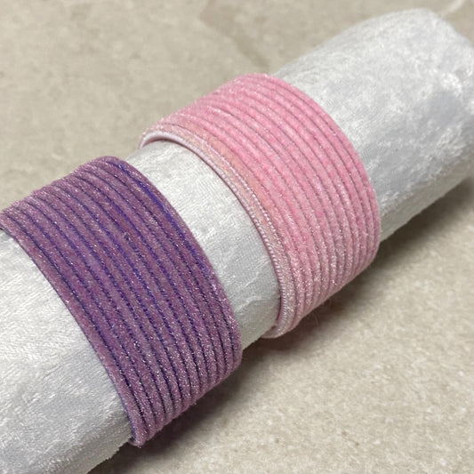 Set of 12 Velvet detail Bangle/2.4 Small Bangle Set/Indian/ Pakistani/Jewelley/ Choose colour/ Pink /Lilac