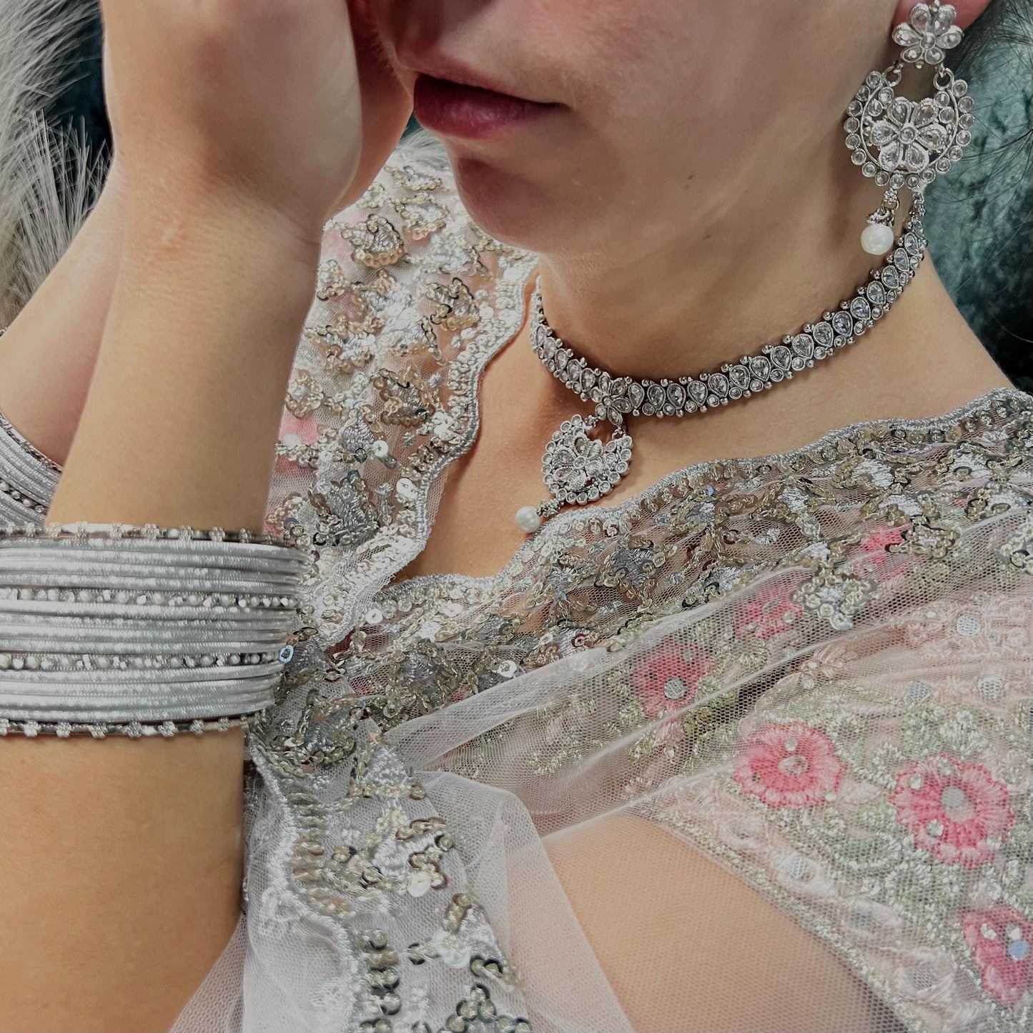 Silver Necklace & Mini Silver Bangle Gift Set Both Arms/Silver Necklace Set/Silver Bangle Set/ Fashion Jewellery/Valentines gifts