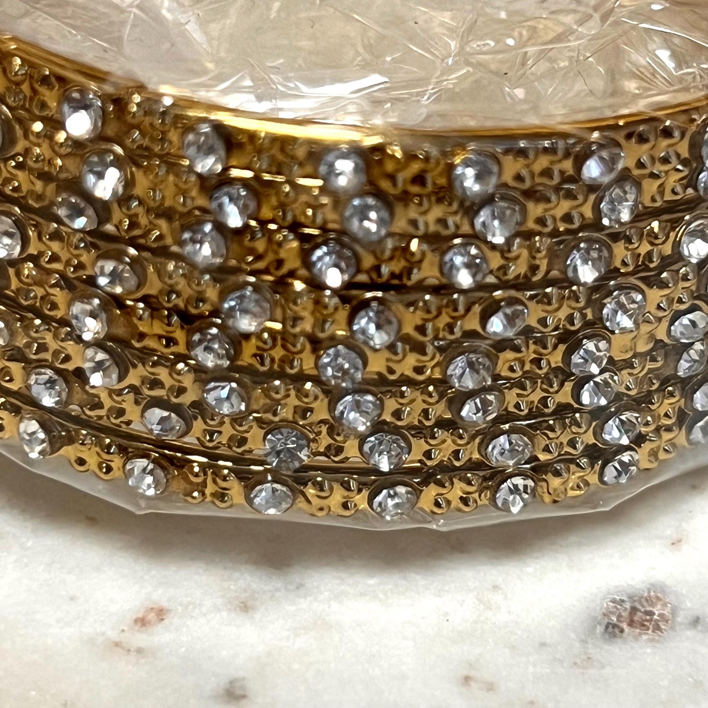 Set of 8 Rhinestone Bangles - Antique Gold Base/ Golden Stones Indian/ Pakistani/Jewelley/ Fashion Bracelet/2.6 only / Choose Colour