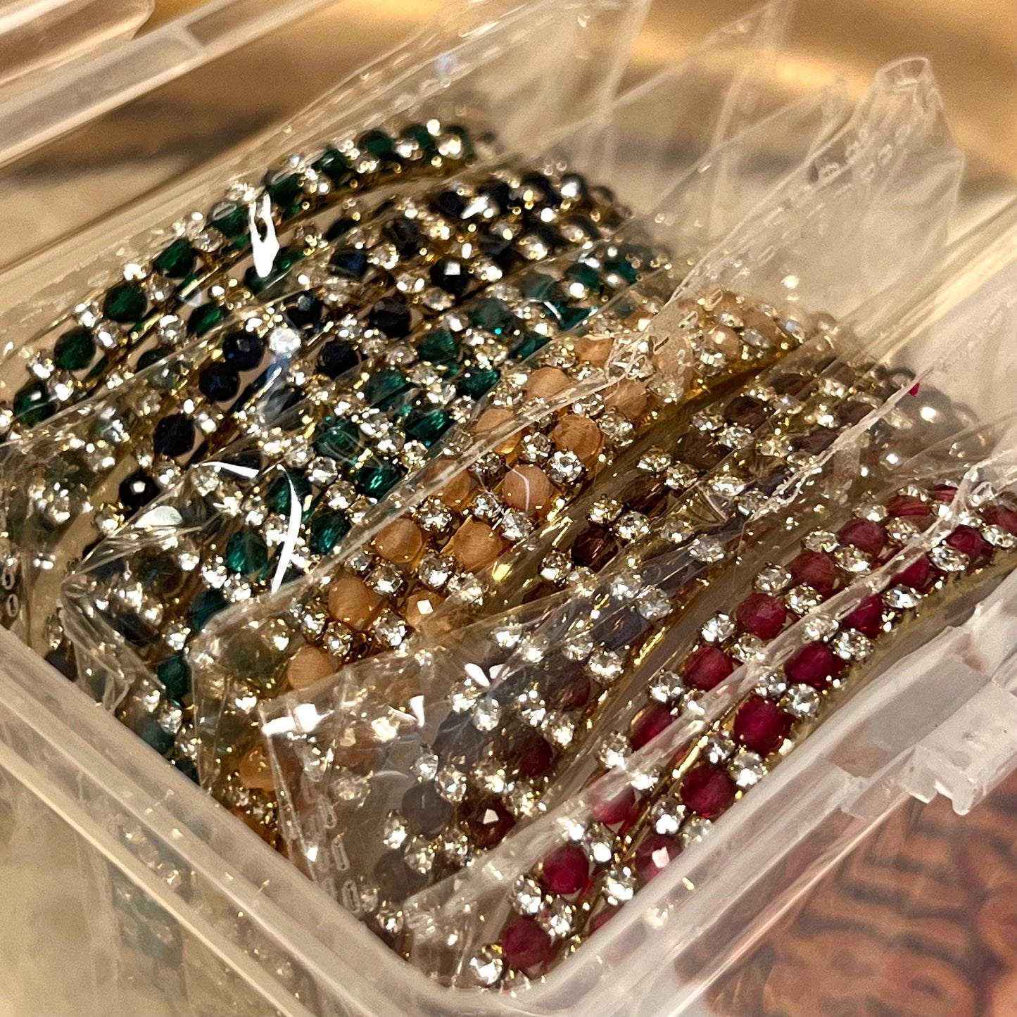 Set of 2 Rhinestone Bangles - Antique Gold Base/ Golden Stones Indian/ Pakistani/Jewelley/ Fashion Bracelet/2.6 only / Choose Colour